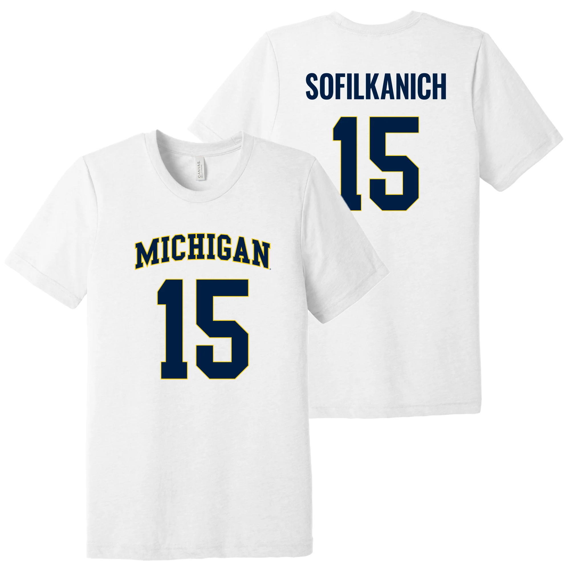 Michigan NIL Basketball Sofilkanich 15 Triblend T-Shirt - Solid White