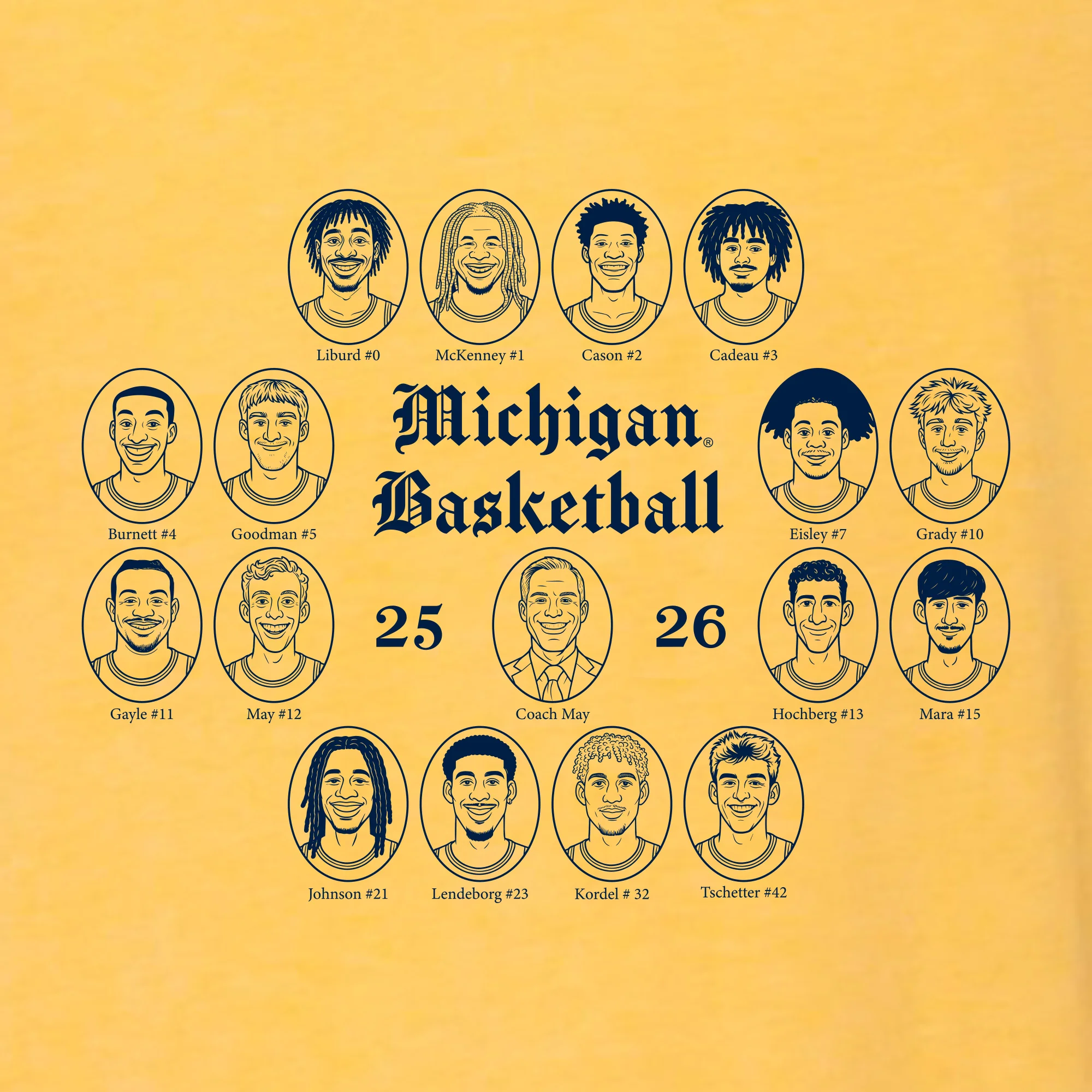 Michigan NIL Basketball Team Composite 25-26 Triblend T-Shirt - Yellow Gold - Image 2