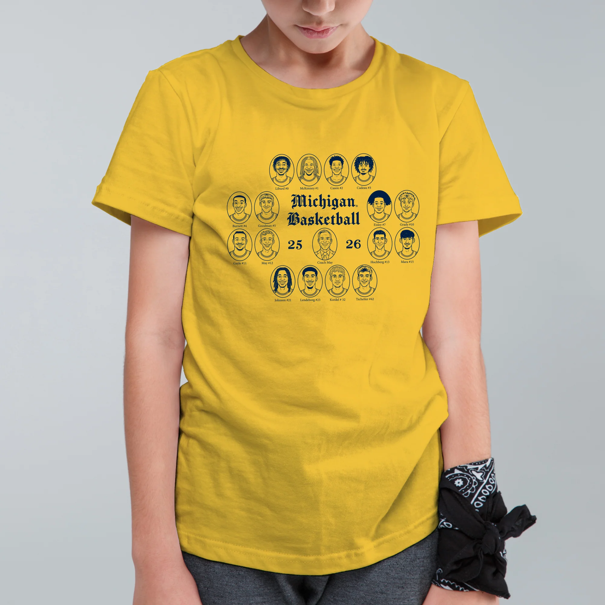 Michigan NIL Basketball Team Composite 25-26 Youth T-Shirt - Daisy - Image 3