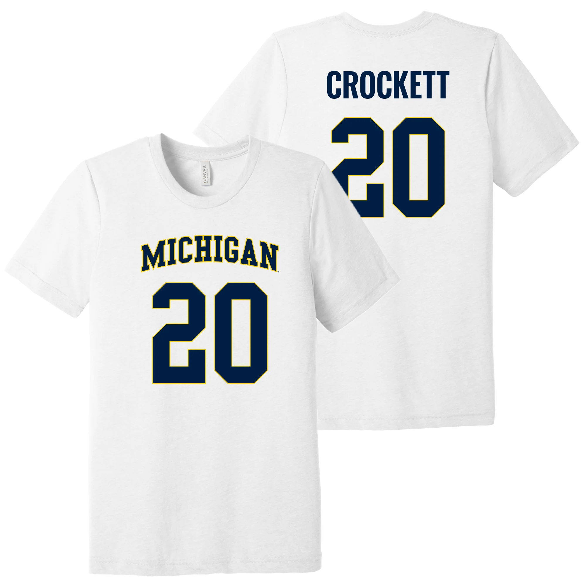 Michigan NIL Crockett 20 Canvas Triblend T-Shirt - Solid White