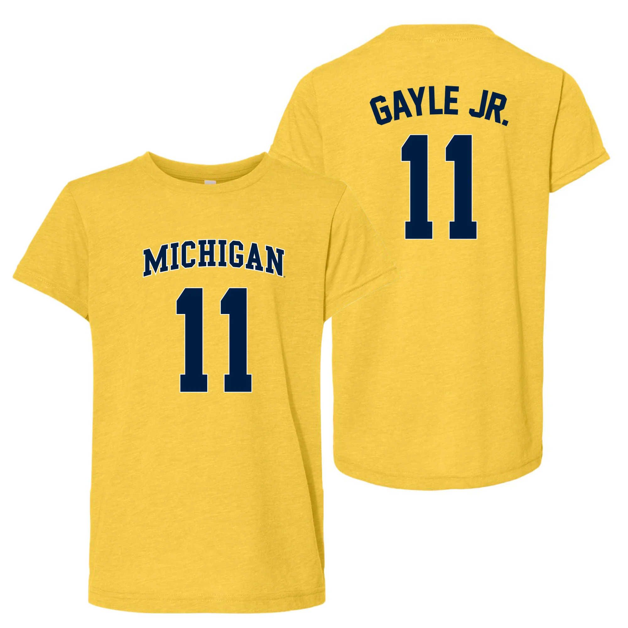 Michigan NIL Gayle Jr 11 Canvas Triblend Youth T-Shirt - Yellow Gold