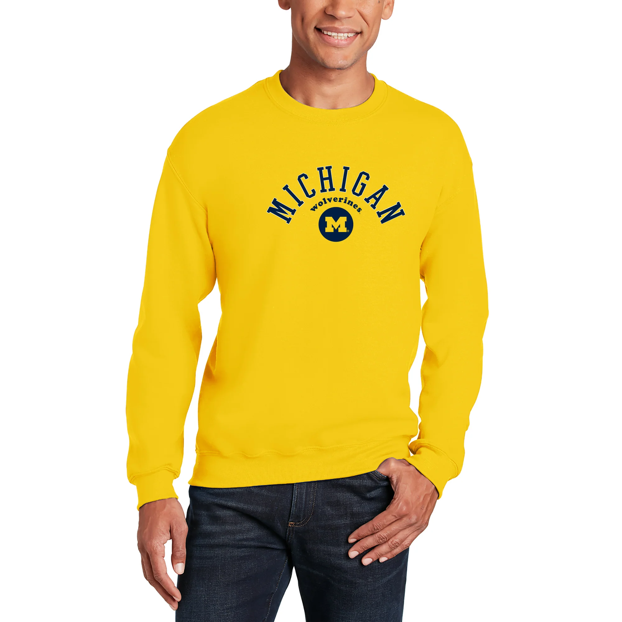 Michigan Old School Slam JA BTB Fleece Crewneck - Maize - Image 3