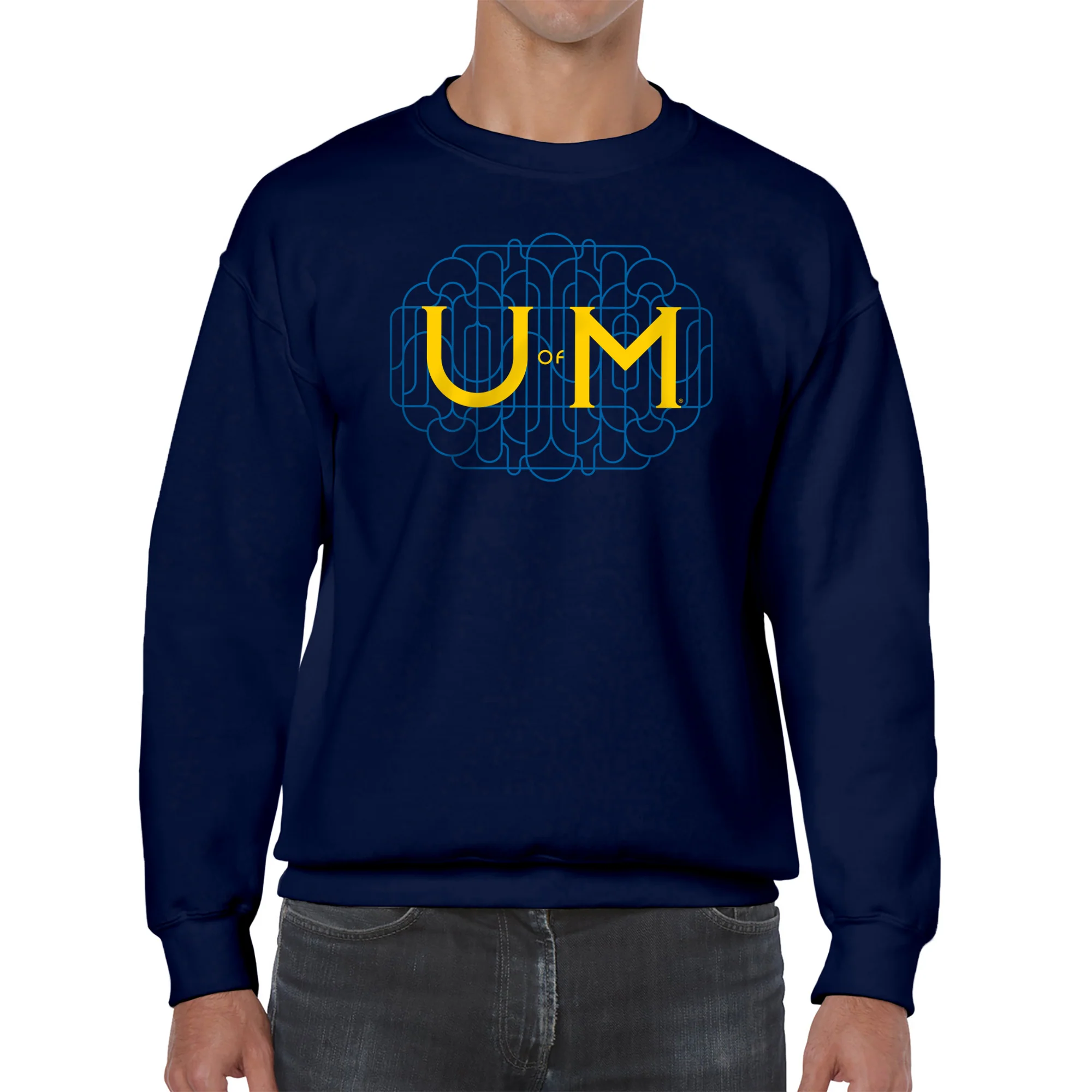 Michigan Ornate Initials Crewneck Sweatshirt - Navy - Image 3