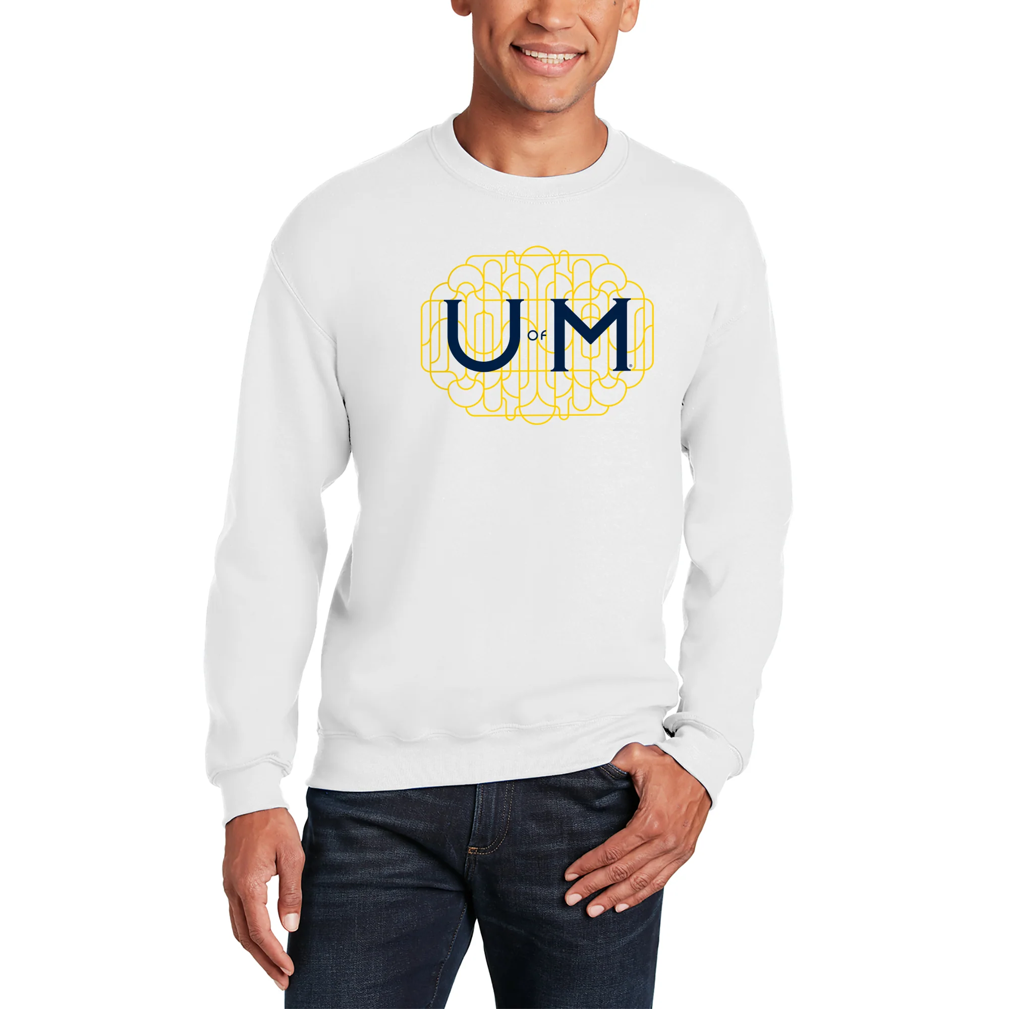 Michigan Ornate Initials Crewneck Sweatshirt - White - Image 3