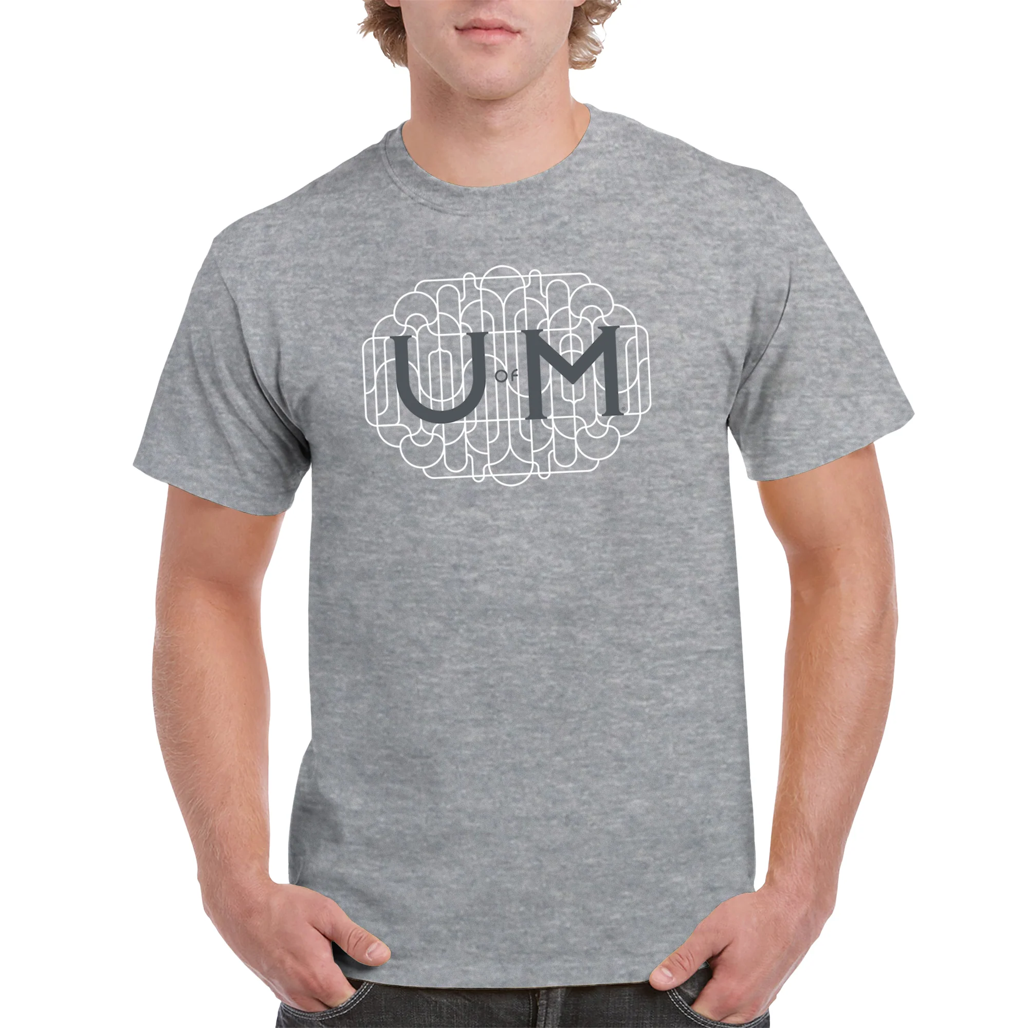 Michigan Ornate Initials T-Shirt - Sport Grey - Image 3
