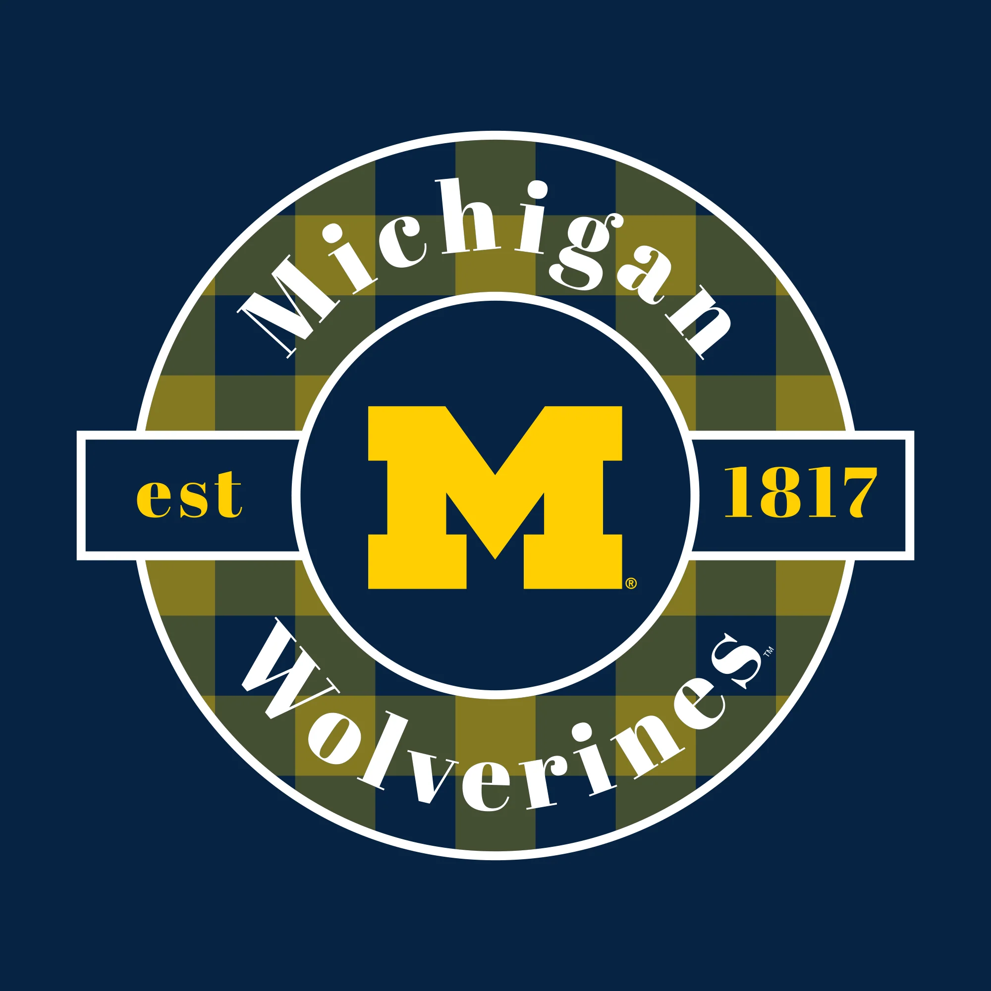 Michigan Plaid Circle Hoodie - Navy - Image 2