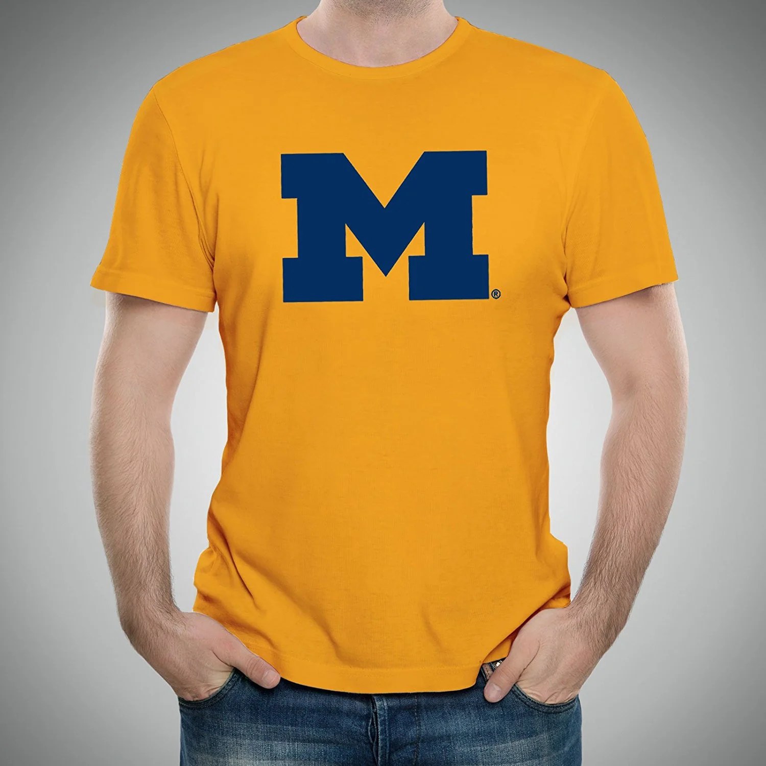 Primary Logo University of Michigan Basic Cotton Short Sleeve T Shirt - Gold - Image 3