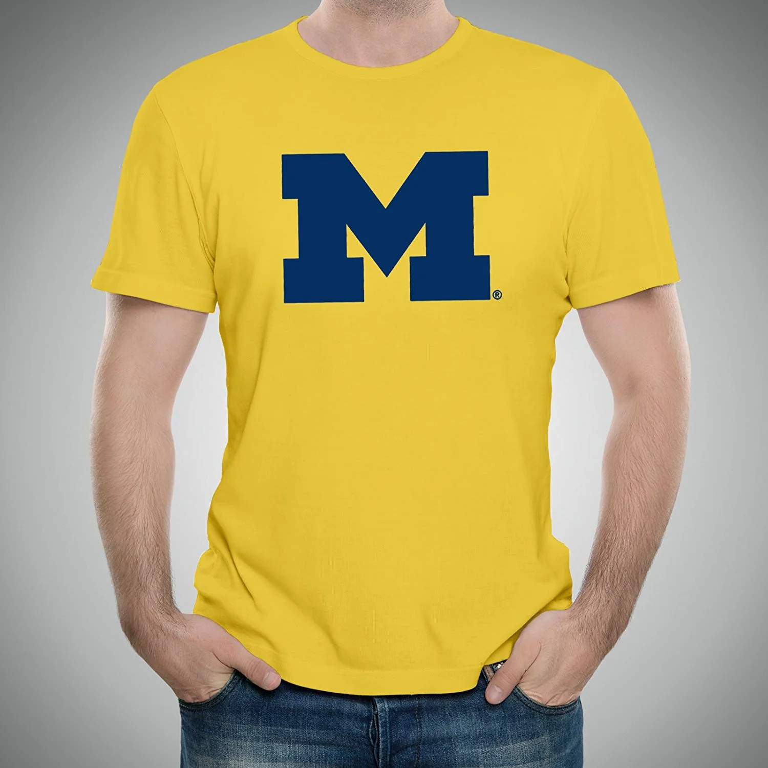 Primary Logo University of Michigan Basic Cotton Short Sleeve T Shirt - Maize - Image 3