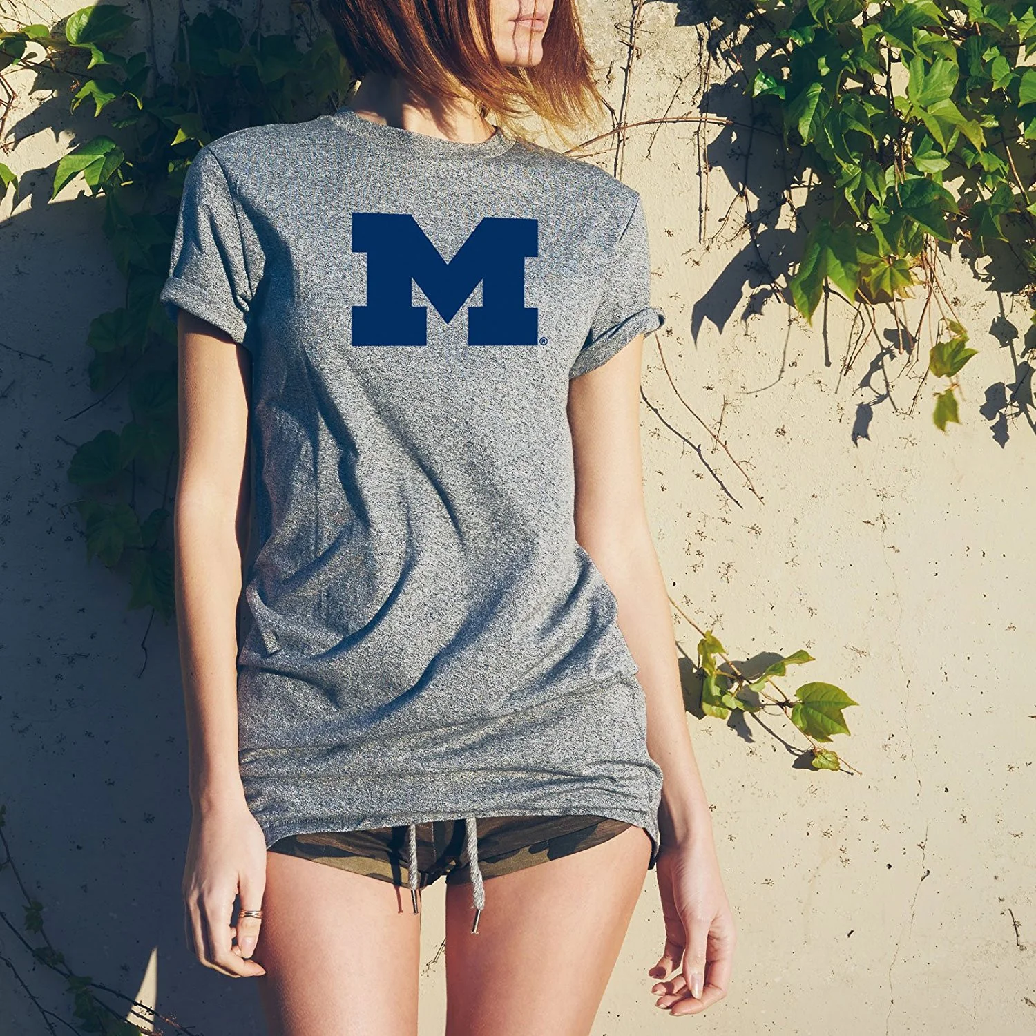 Primary Logo University of Michigan Basic Cotton Short Sleeve T Shirt - Sport Grey - Image 4