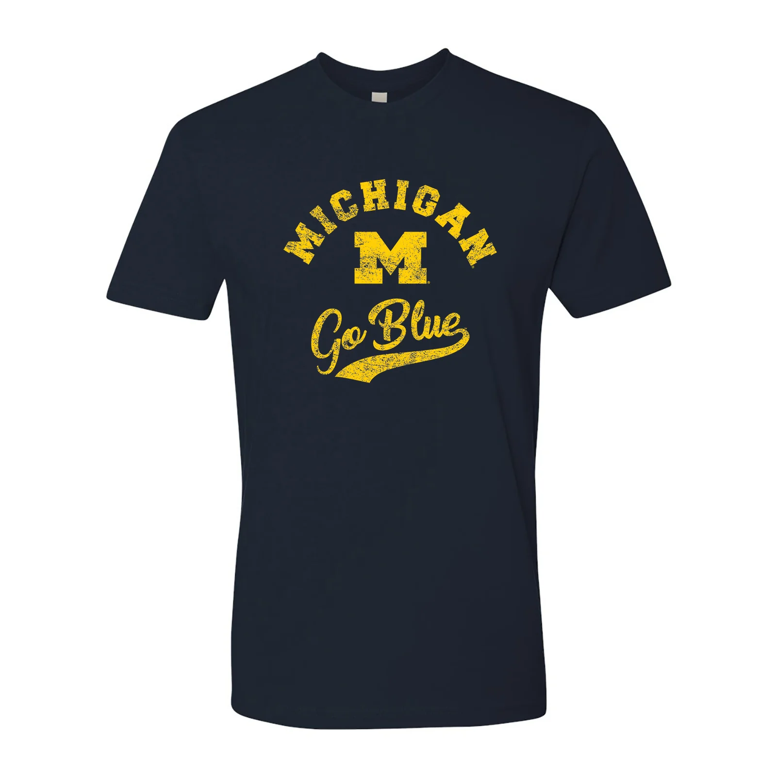 Retro Script University of Michigan Premium Short Sleeve T Shirt - Midnight Navy