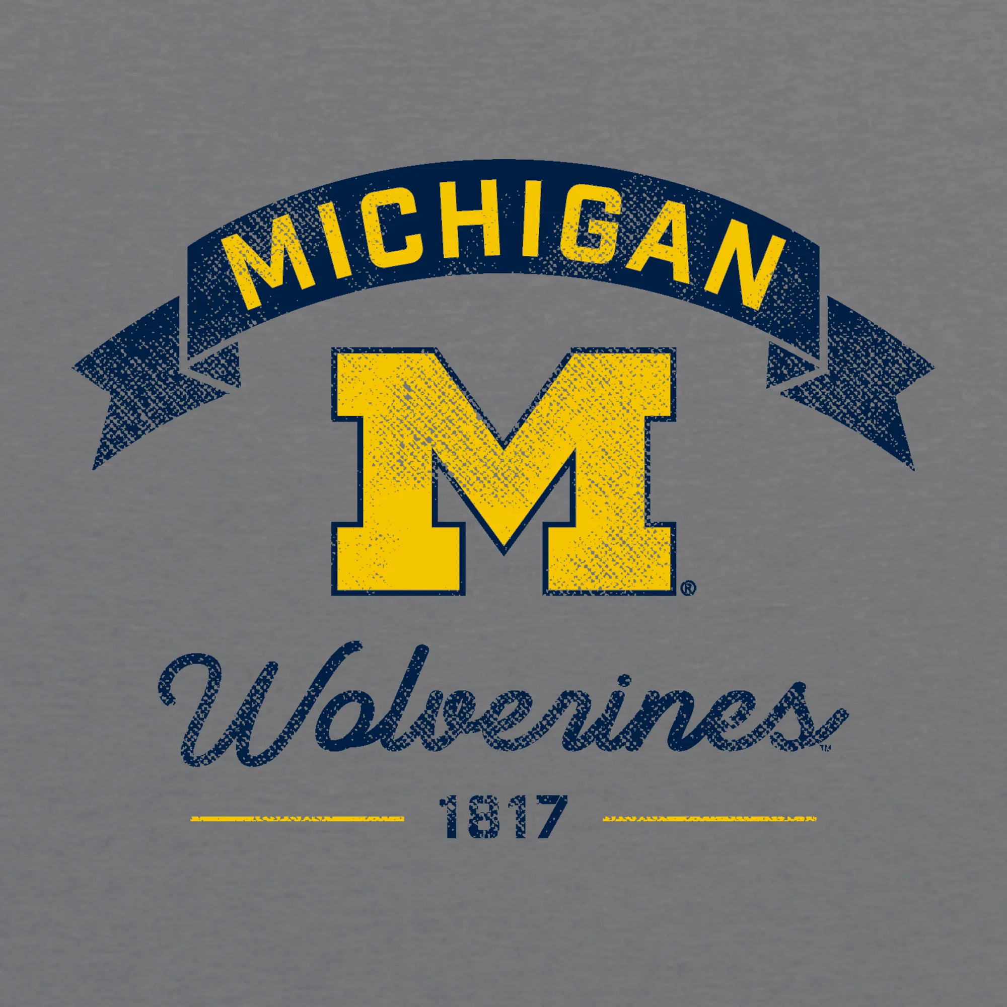 Michigan Ribbon Arc AmApp Triblend T-Shirt - Athletic Grey - Image 2
