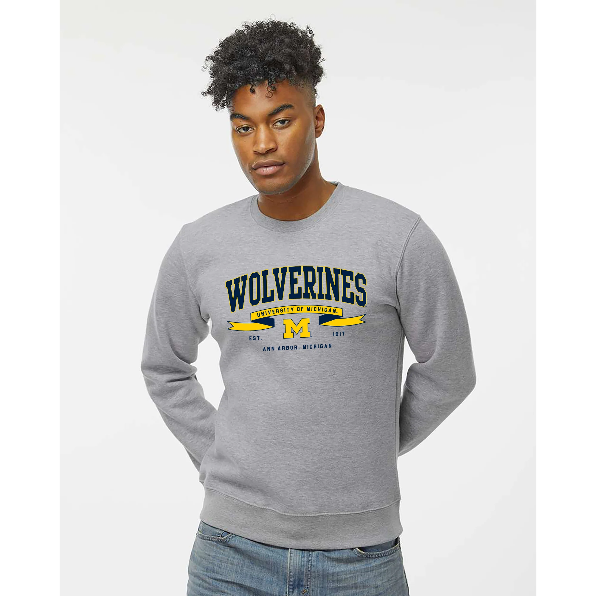 Michigan Ribbon Flight JA BTB Crewneck - Oxford - Image 3