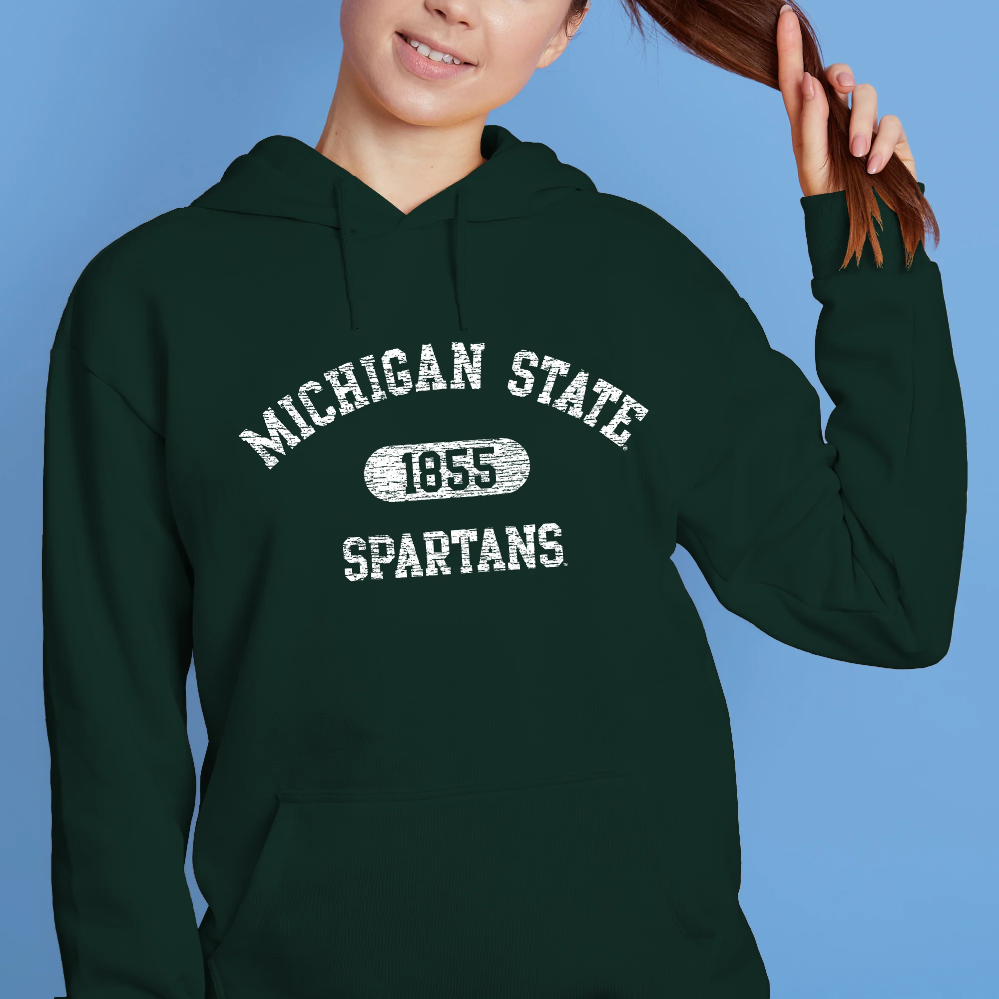 Michigan State Athletic Arch Logo Hoodie - Forest - Image 4