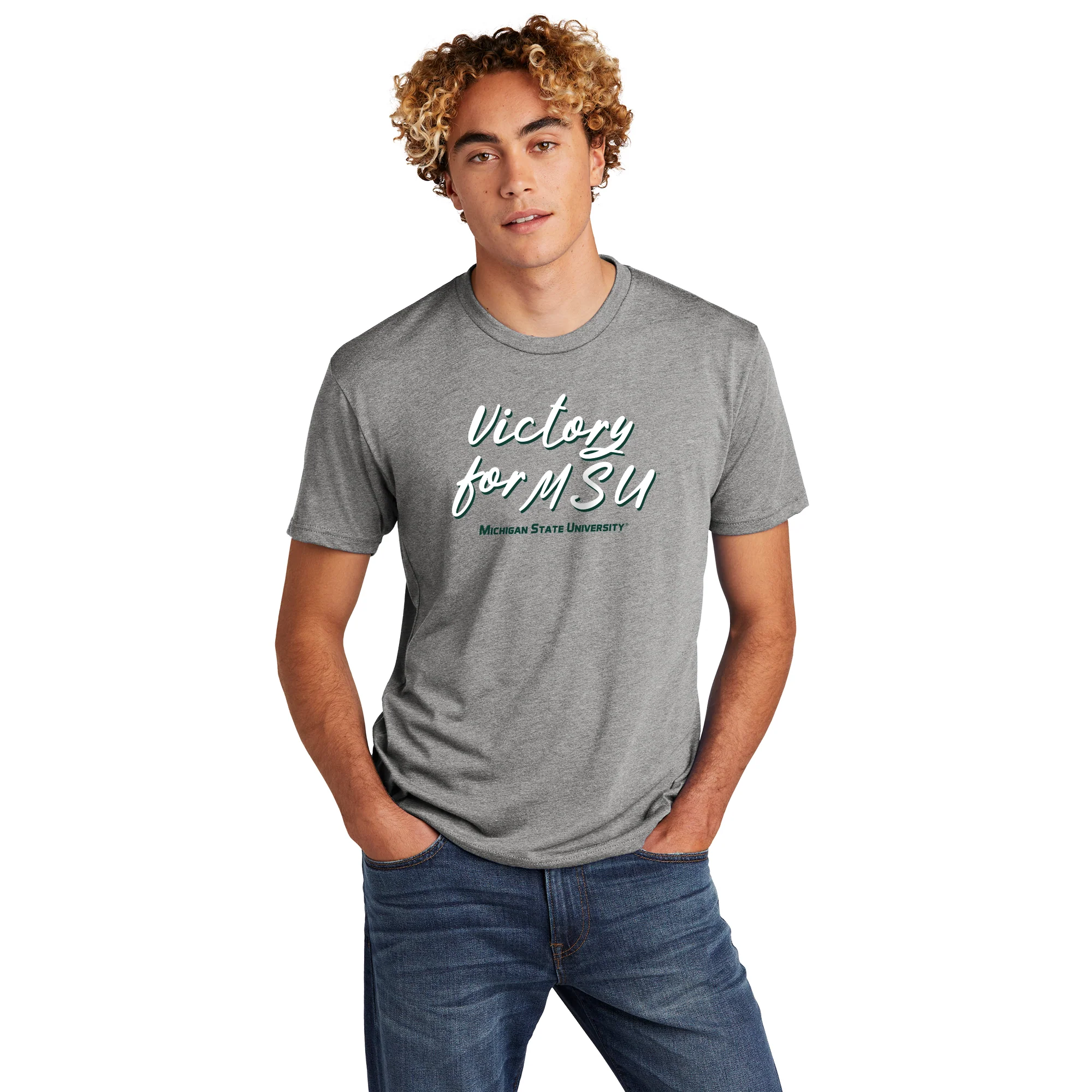 Michigan State Fight Song Script Triblend T-Shirt - Premium Heather - Image 3