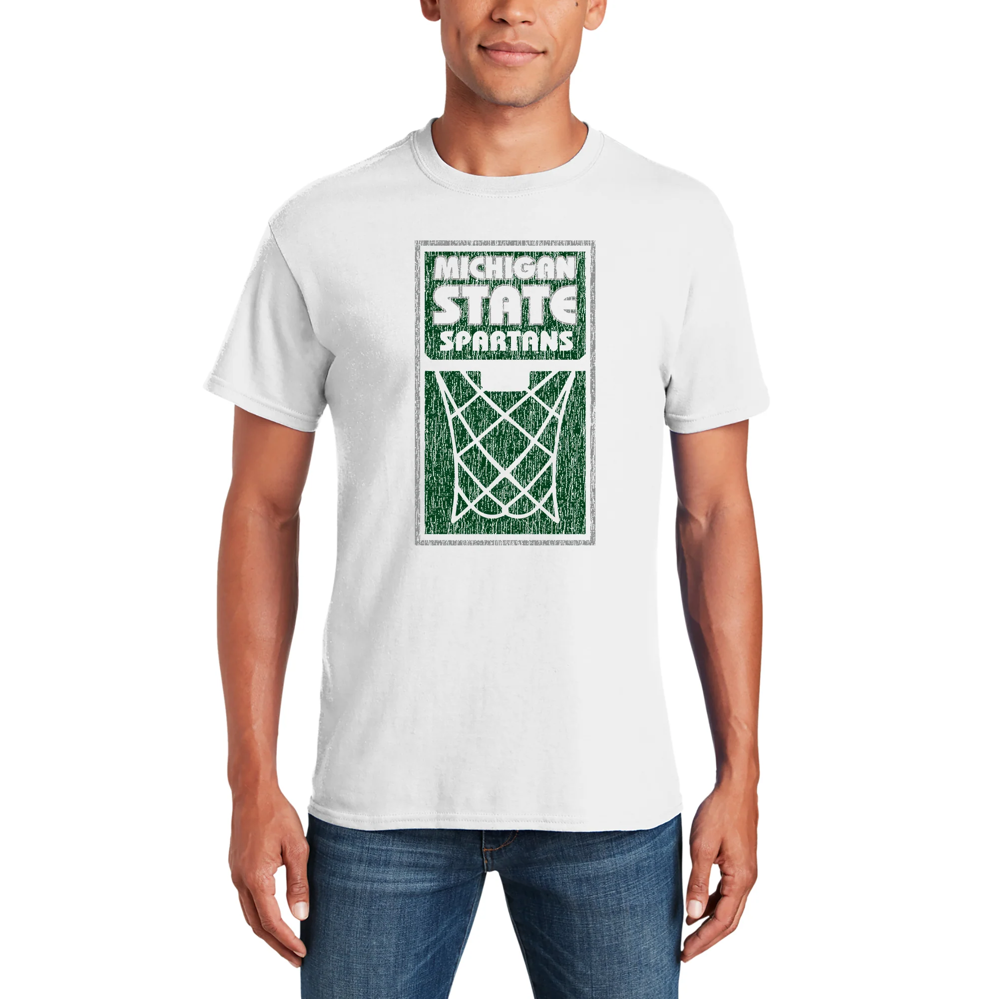 Michigan State Spartans Basketball Net Block T Shirt - White - Image 3