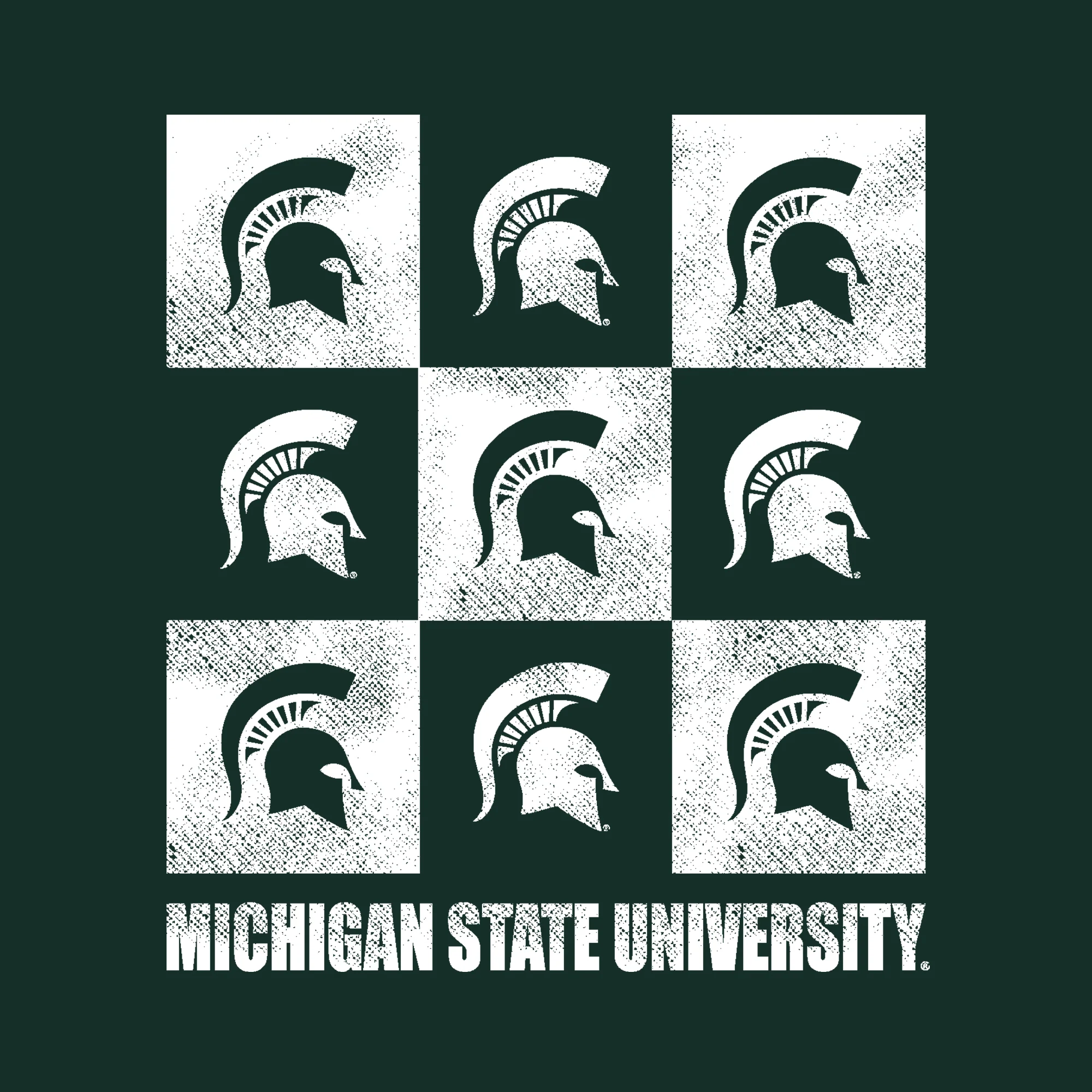 Michigan State Spartans Checkerbox Crewneck Sweatshirt - Forest - Image 2