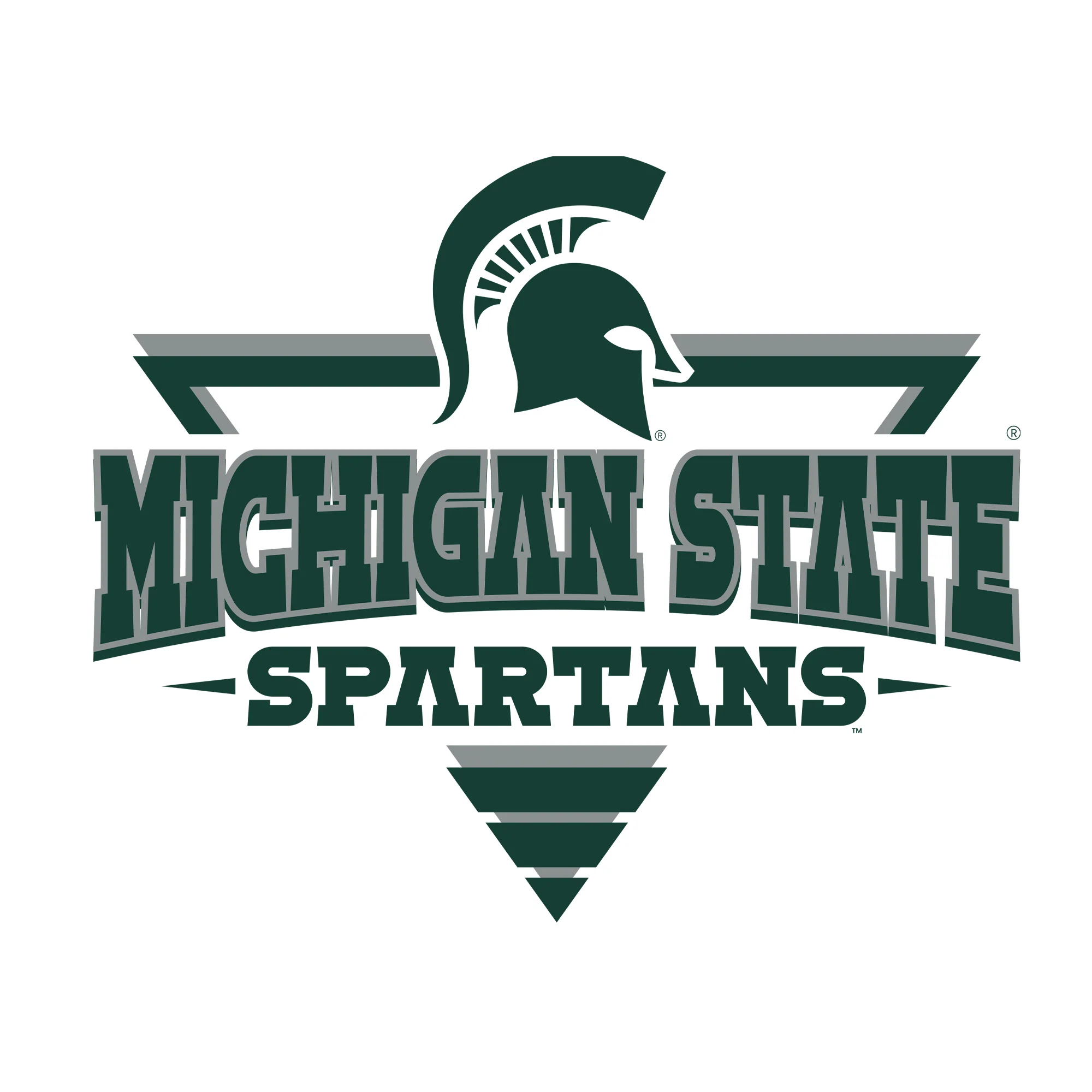 Michigan State Spartans Football Triangle Crewneck Sweatshirt - White - Image 2