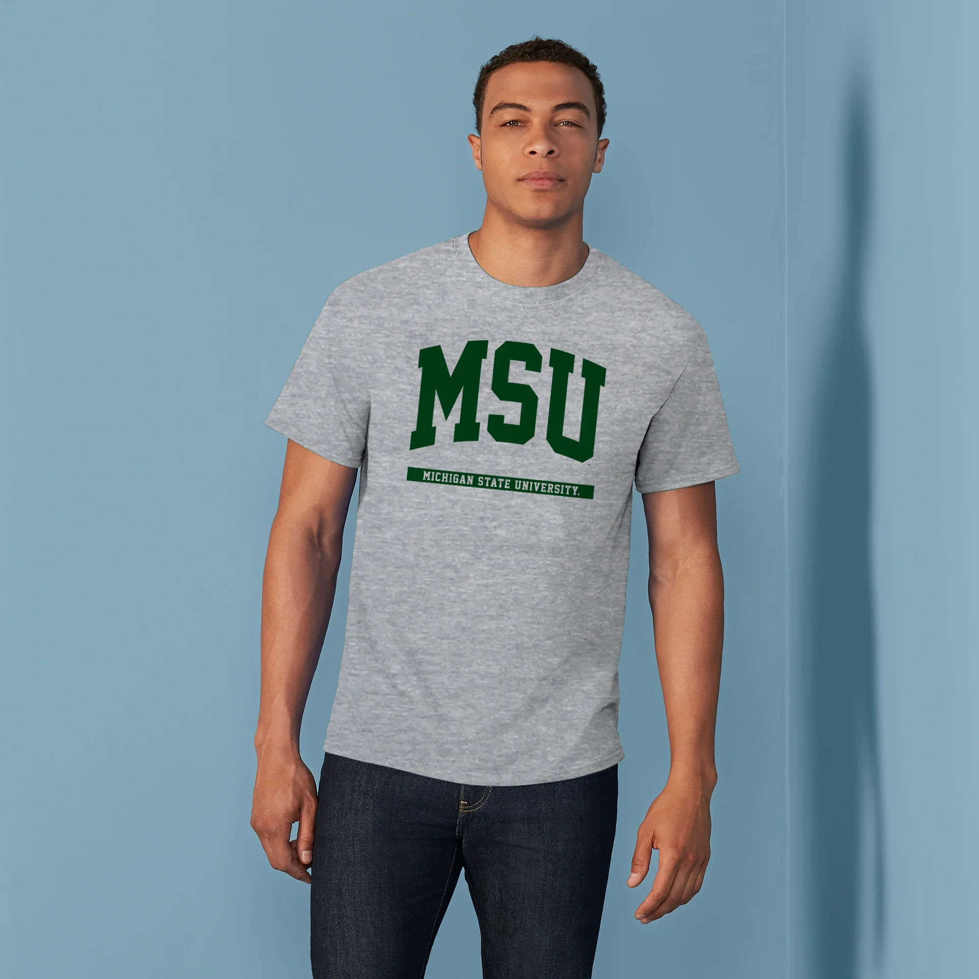 Michigan State Spartans Initial Arch T-Shirt - Sport Grey - Image 3