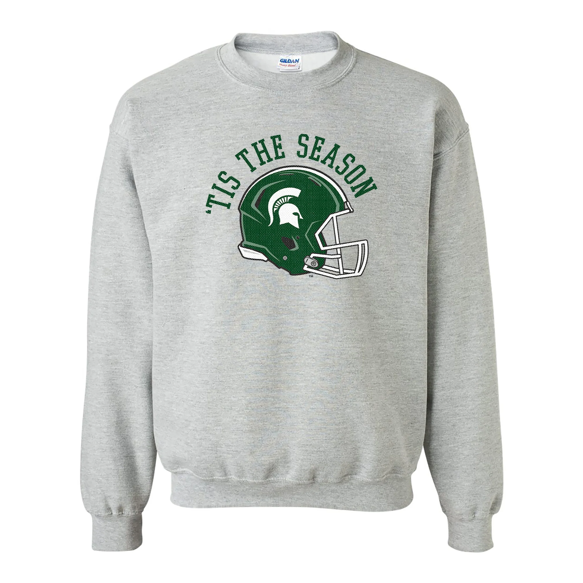 Michigan State Spartans Tis The Season Basic Cotton Crewneck Sweatshirt - Sport Grey