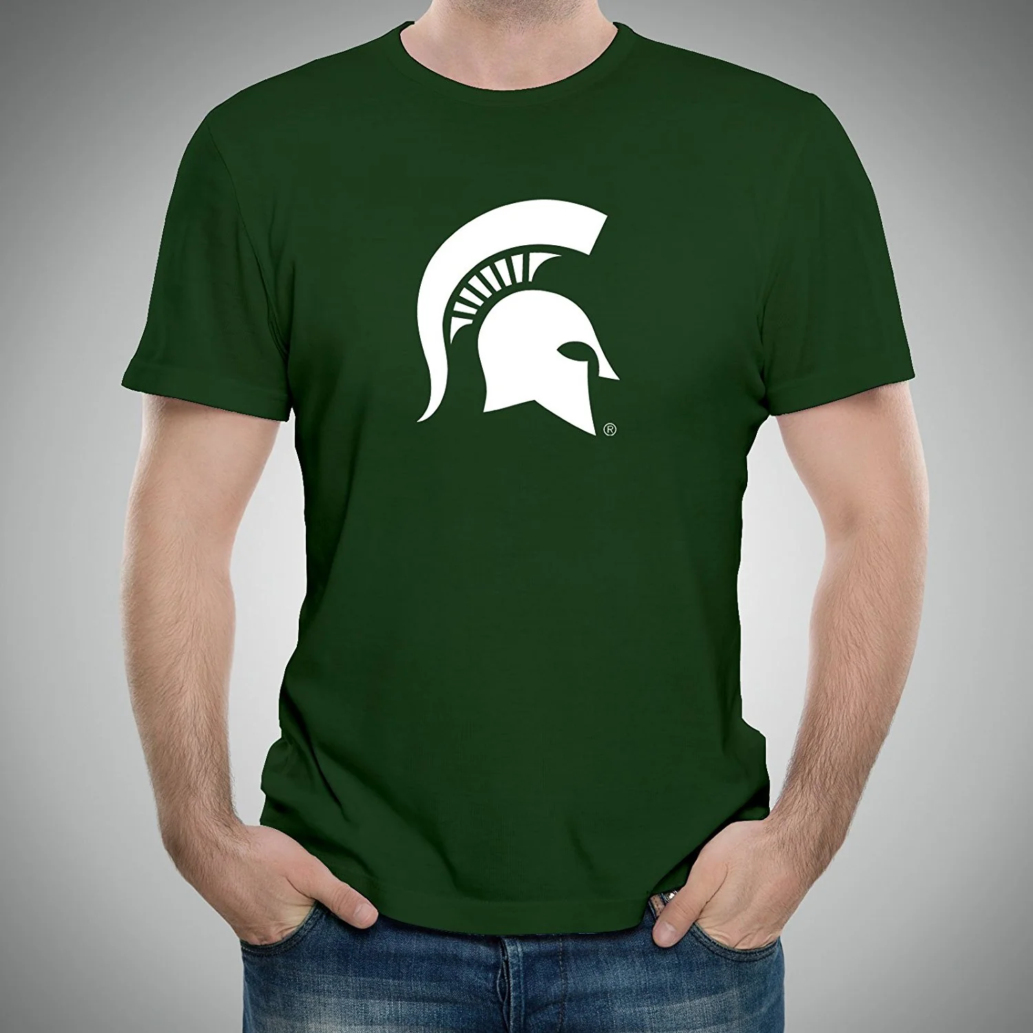 Michigan State University Spartans Primary Logo Short Sleeve T Shirt - Forest Green - Image 3