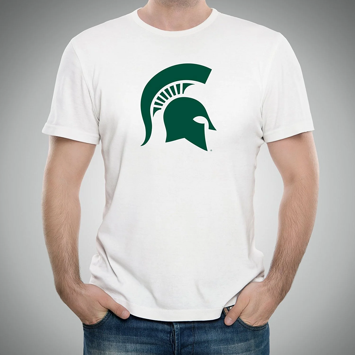 Michigan State University Spartans Primary Logo Short Sleeve T Shirt - White - Image 3