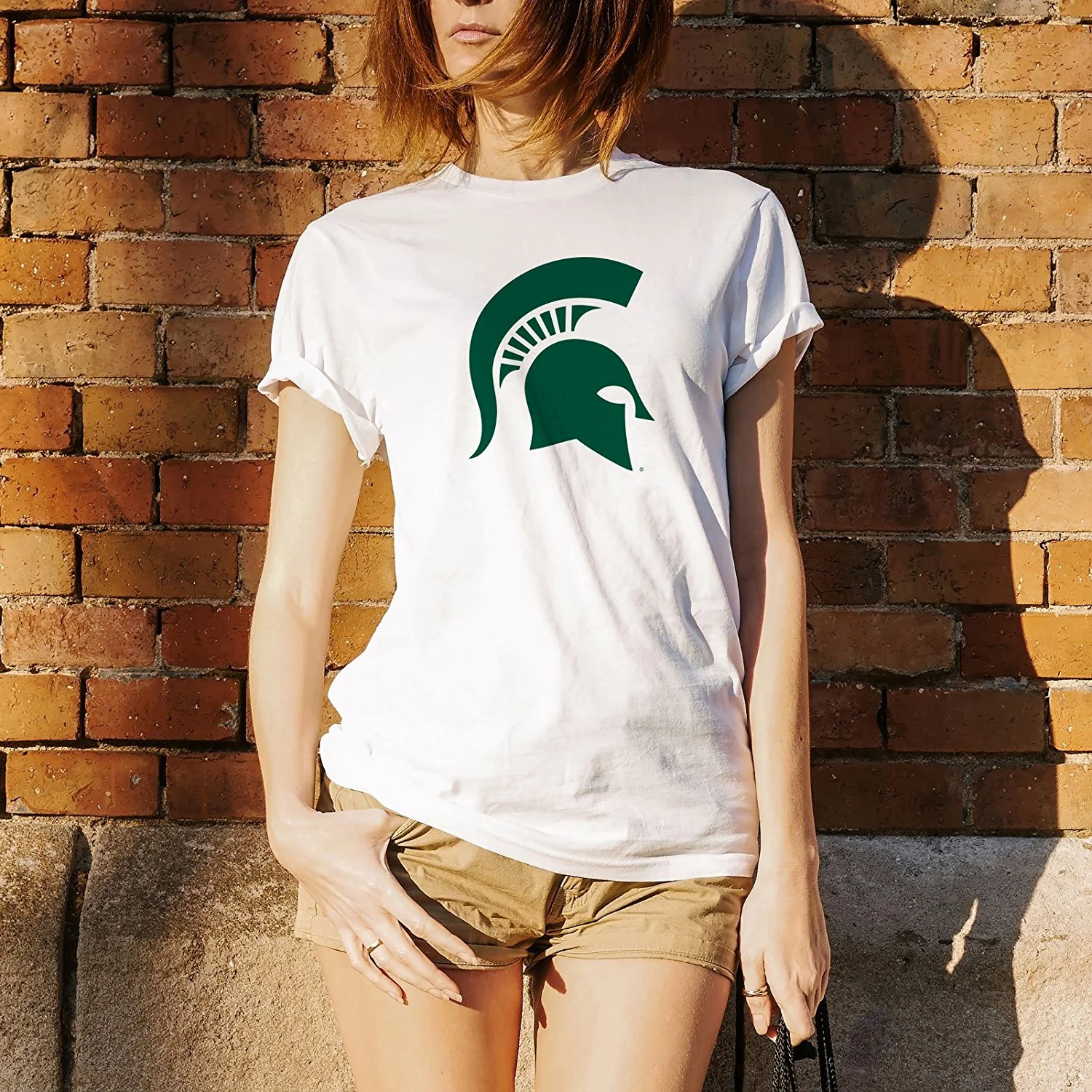 Michigan State University Spartans Primary Logo Short Sleeve T Shirt - White - Image 4