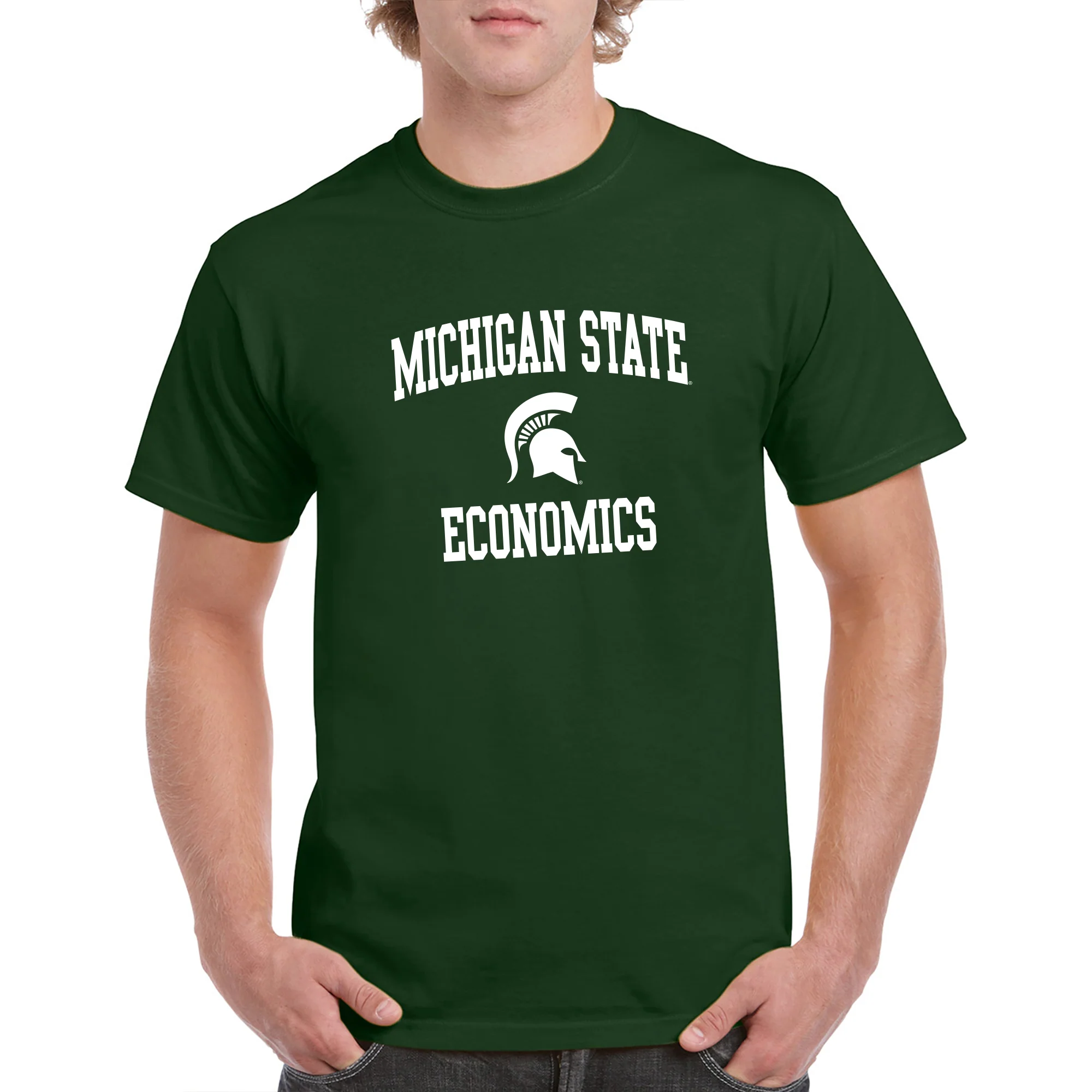 Michigan State University Spartans Arch Logo Economics Short Sleeve T-Shirt - Forest - Image 3