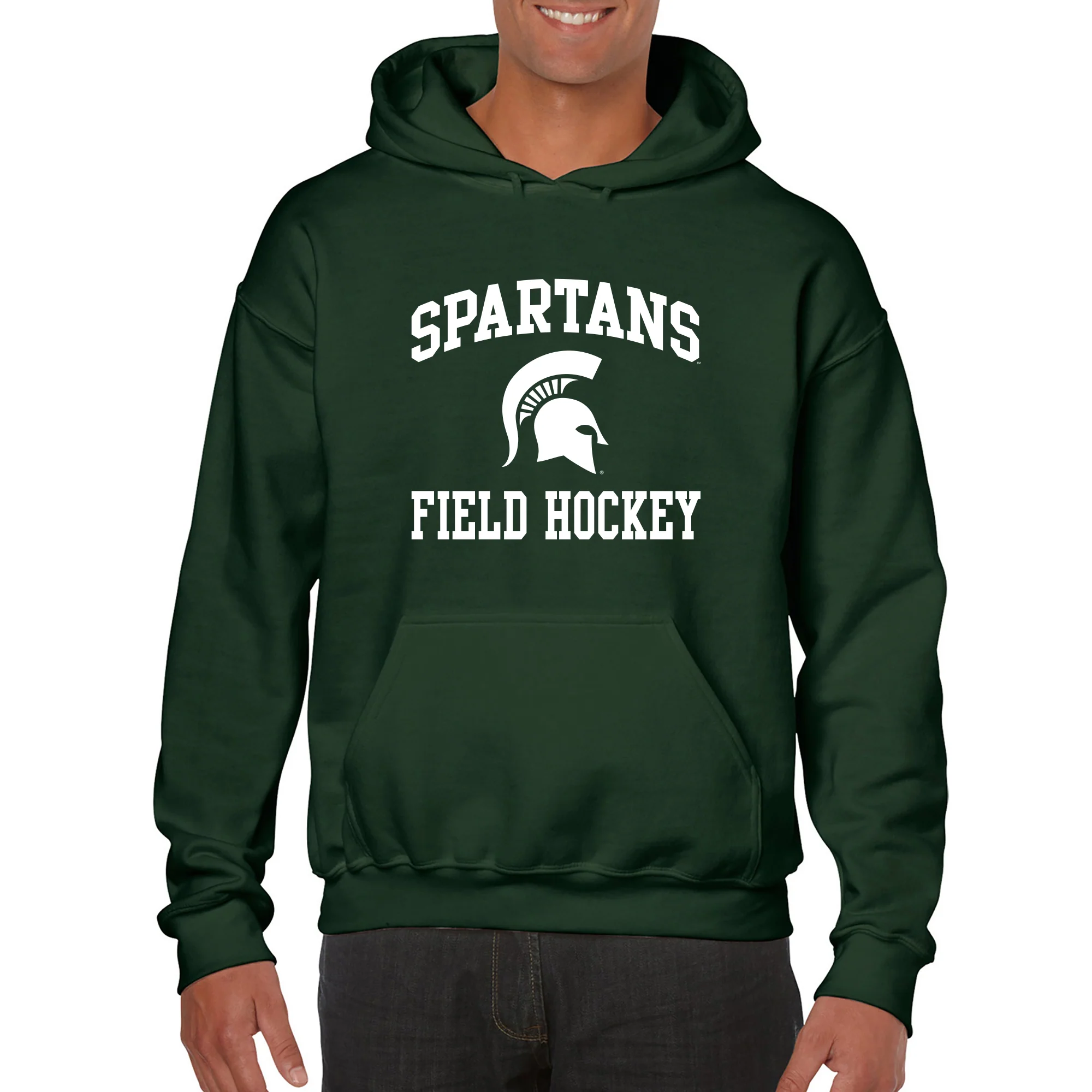 Michigan State University Spartans Arch Logo Field Hockey Hoodie - Forest - Image 3