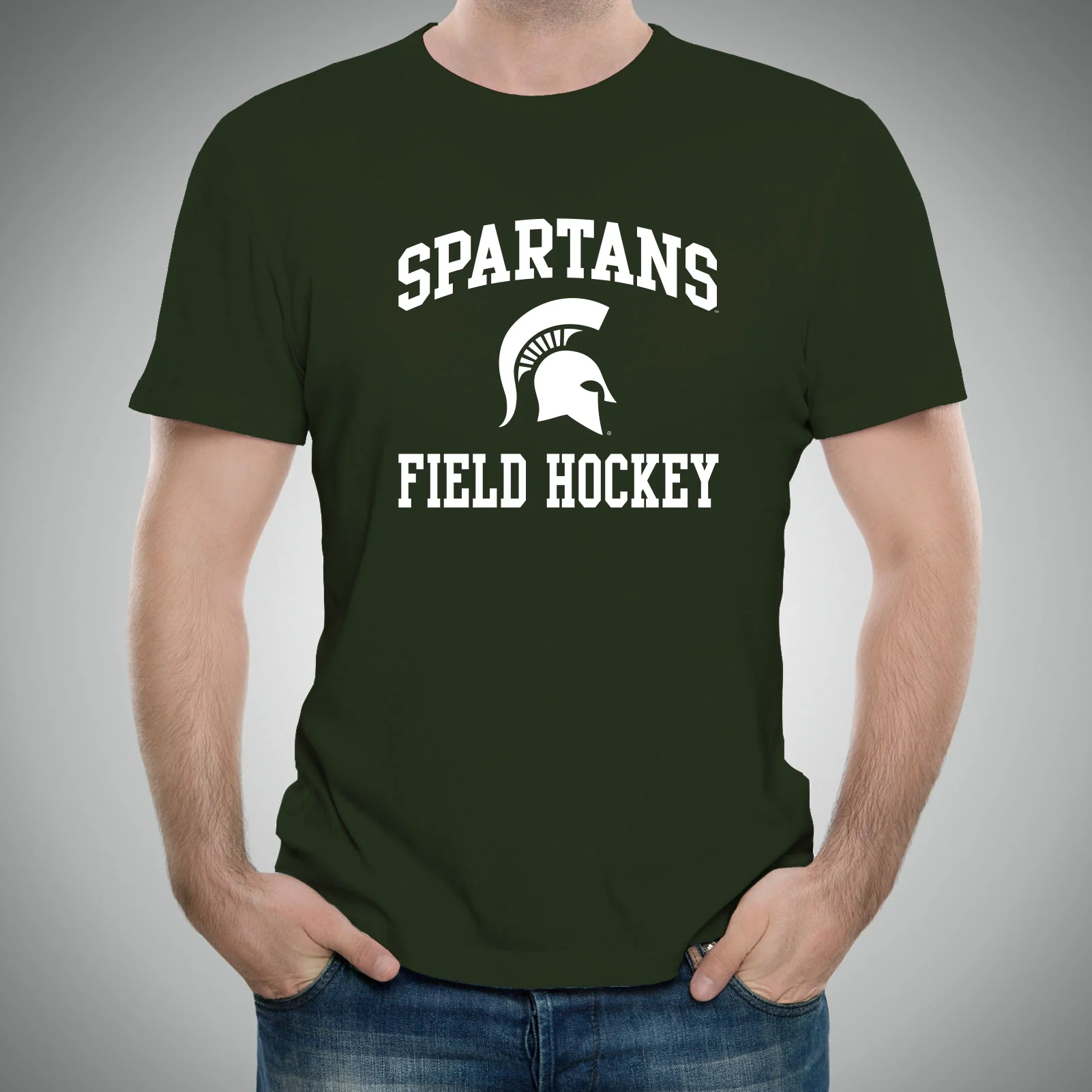 Michigan State University Spartans Arch Logo Field Hockey Short Sleeve T Shirt - Forest - Image 3