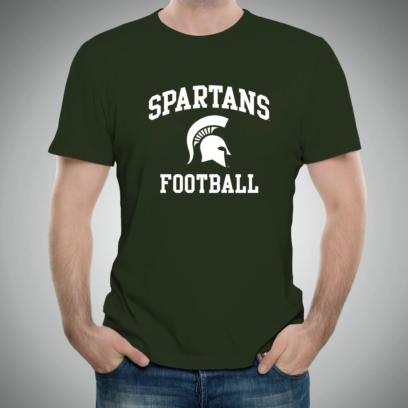 Michigan State University Spartans Arch Logo Football Short Sleeve T Shirt - Forest - Image 3