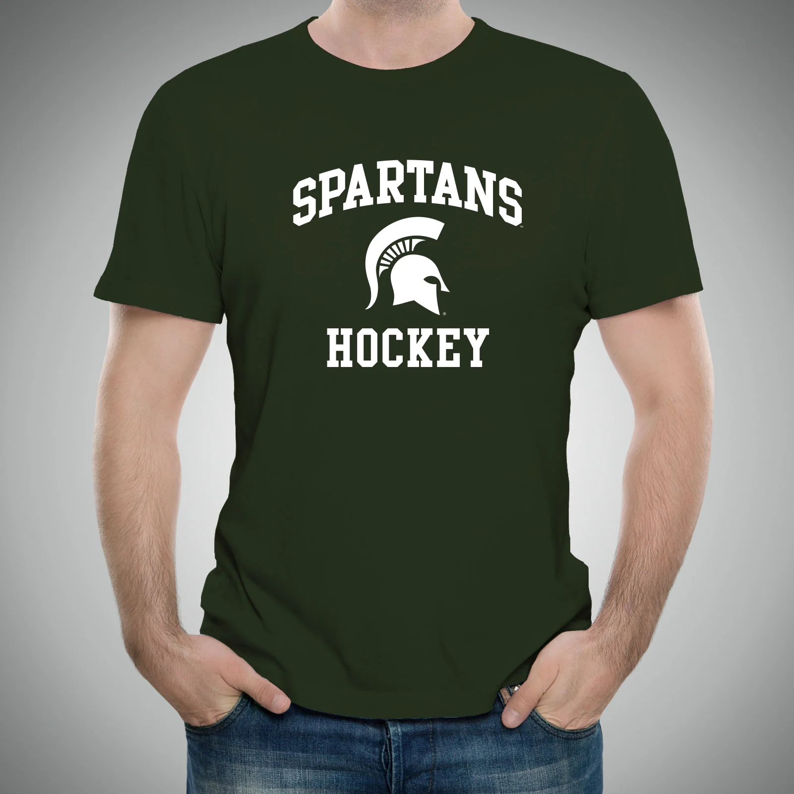 Michigan State University Spartans Arch Logo Hockey Short Sleeve T Shirt - Forest - Image 3