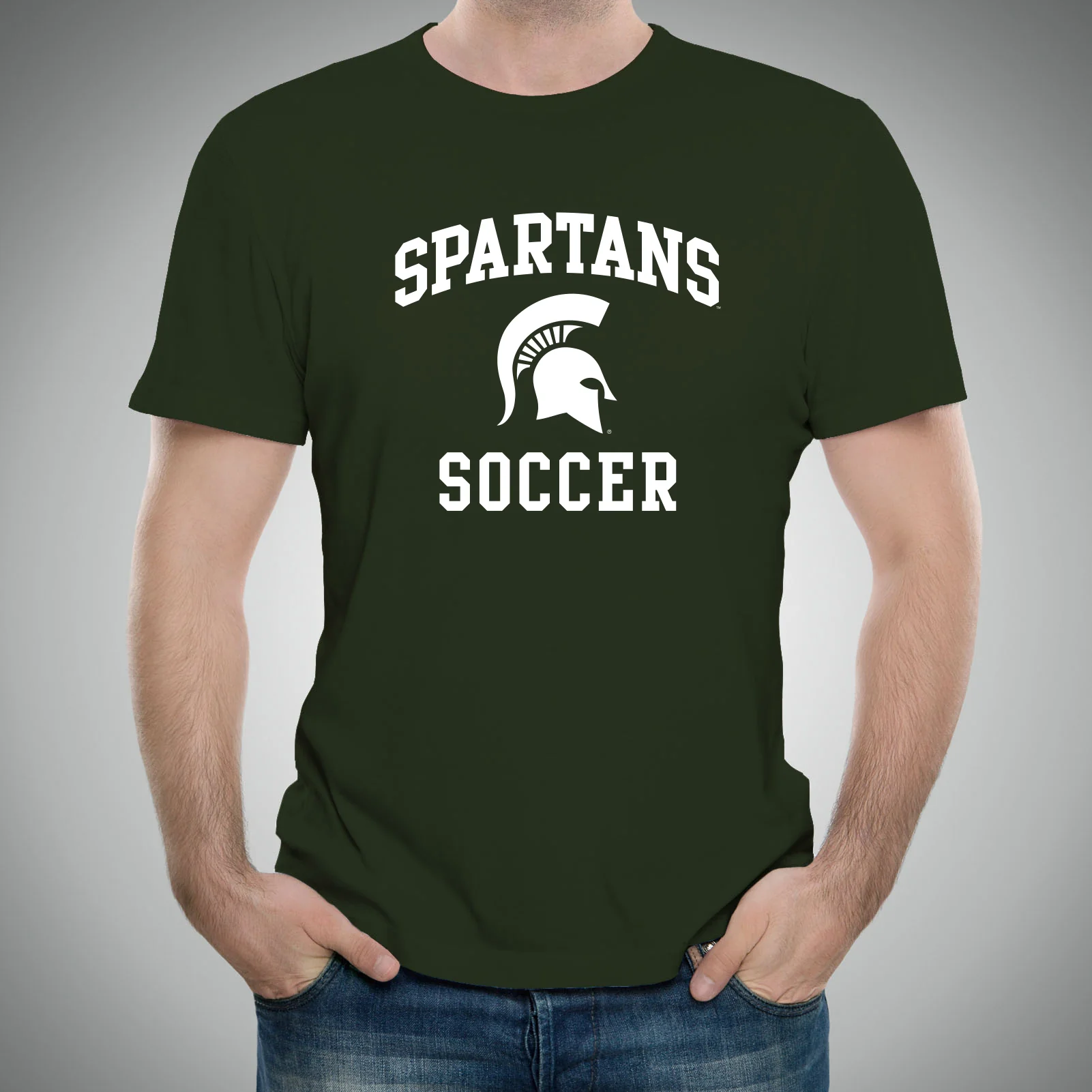 Michigan State University Spartans Arch Logo Soccer Short Sleeve T Shirt - Forest - Image 3
