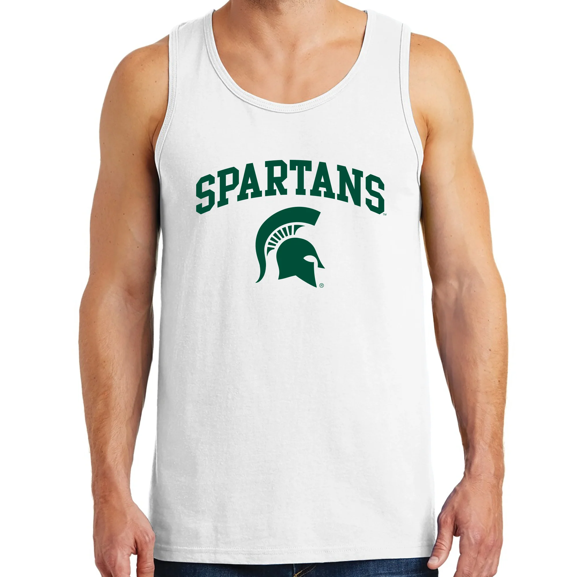 Michigan State University Spartans Arch Logo Tank Top - White - Image 3