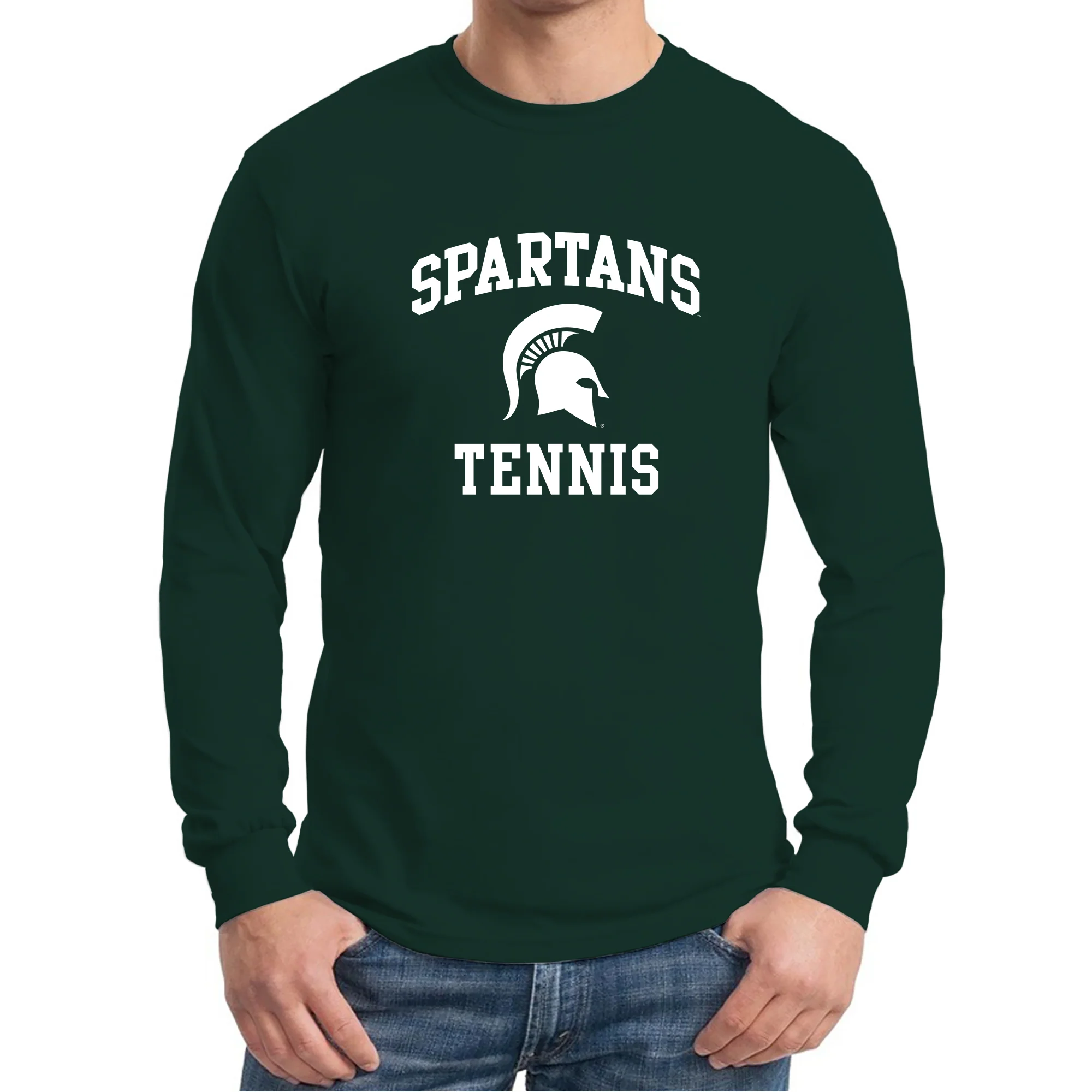 Michigan State University Spartans Arch Logo Tennis Long Sleeve T Shirt - Forest - Image 3