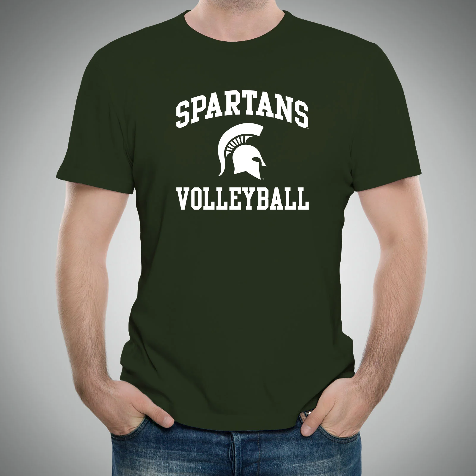 Michigan State University Spartans Arch Logo Volleyball Short Sleeve T Shirt - Forest - Image 3