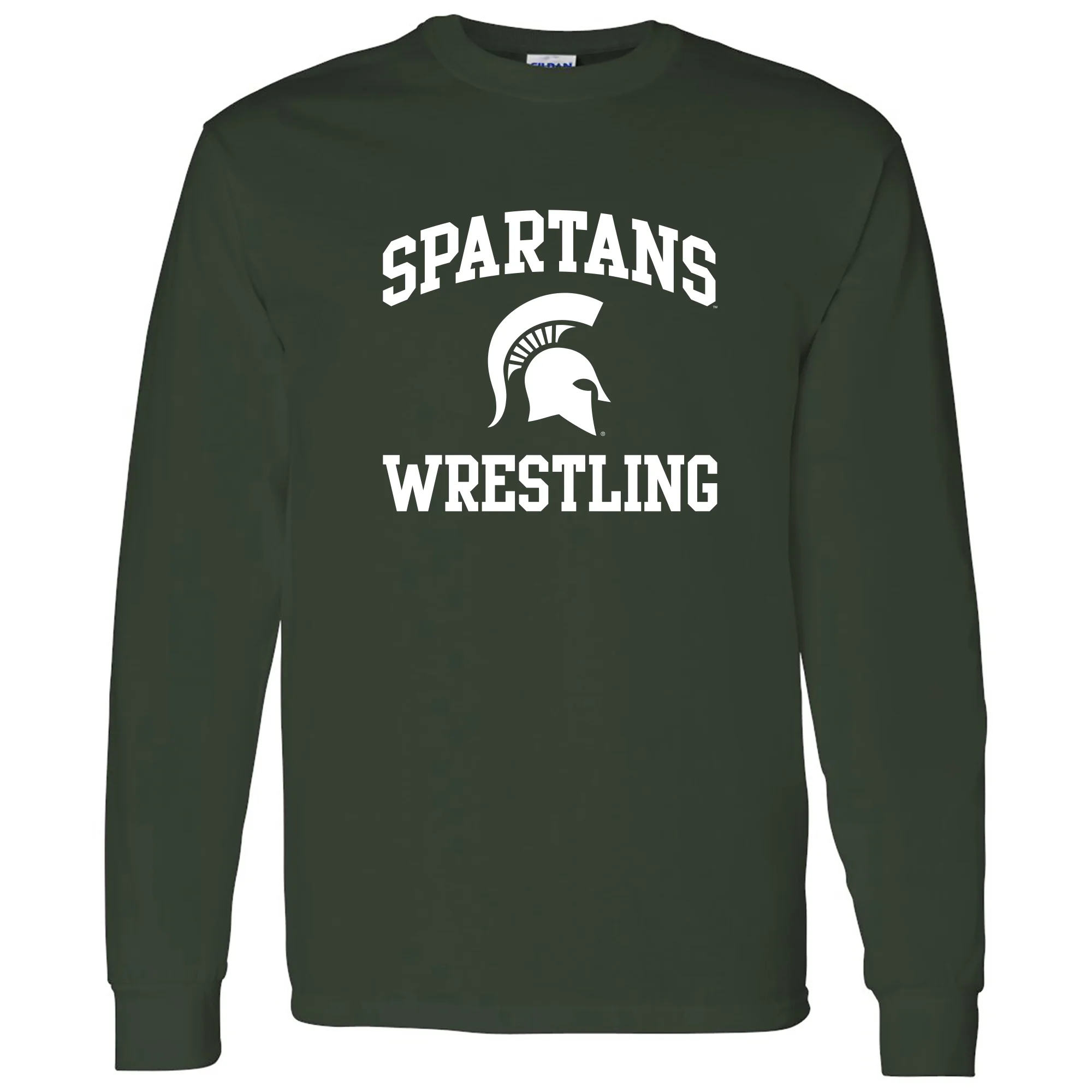 Michigan State University Spartans Arch Logo Wrestling Long Sleeve T Shirt - Forest