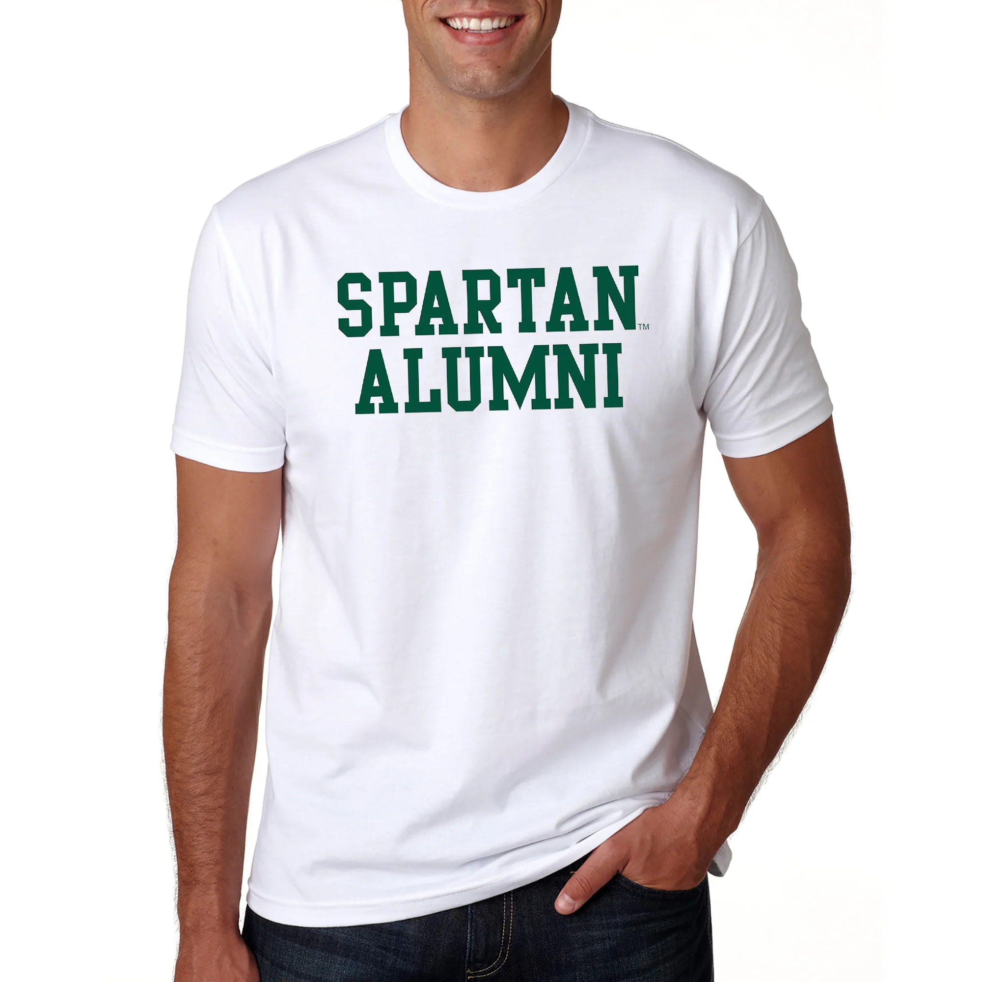 Michigan State University Spartans Basic Block Alumni Short Sleeve NLA T Shirt - White - Image 3