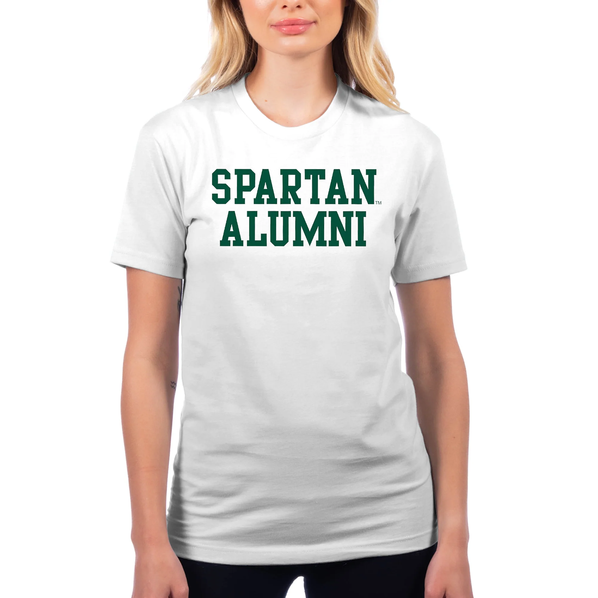 Michigan State University Spartans Basic Block Alumni Short Sleeve NLA T Shirt - White - Image 4