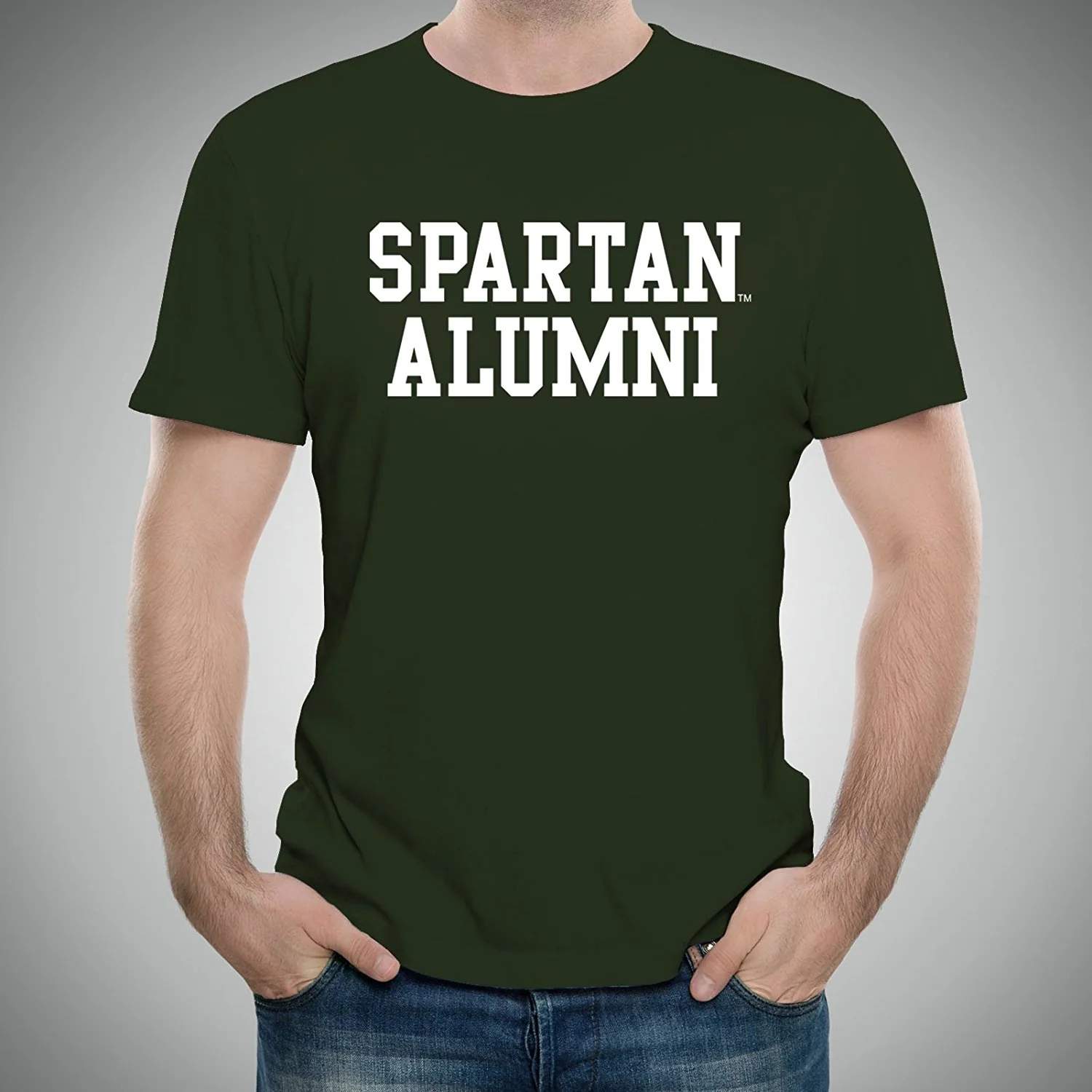 Michigan State University Spartans Basic Block Alumni Short Sleeve T Shirt - Forest Green - Image 3