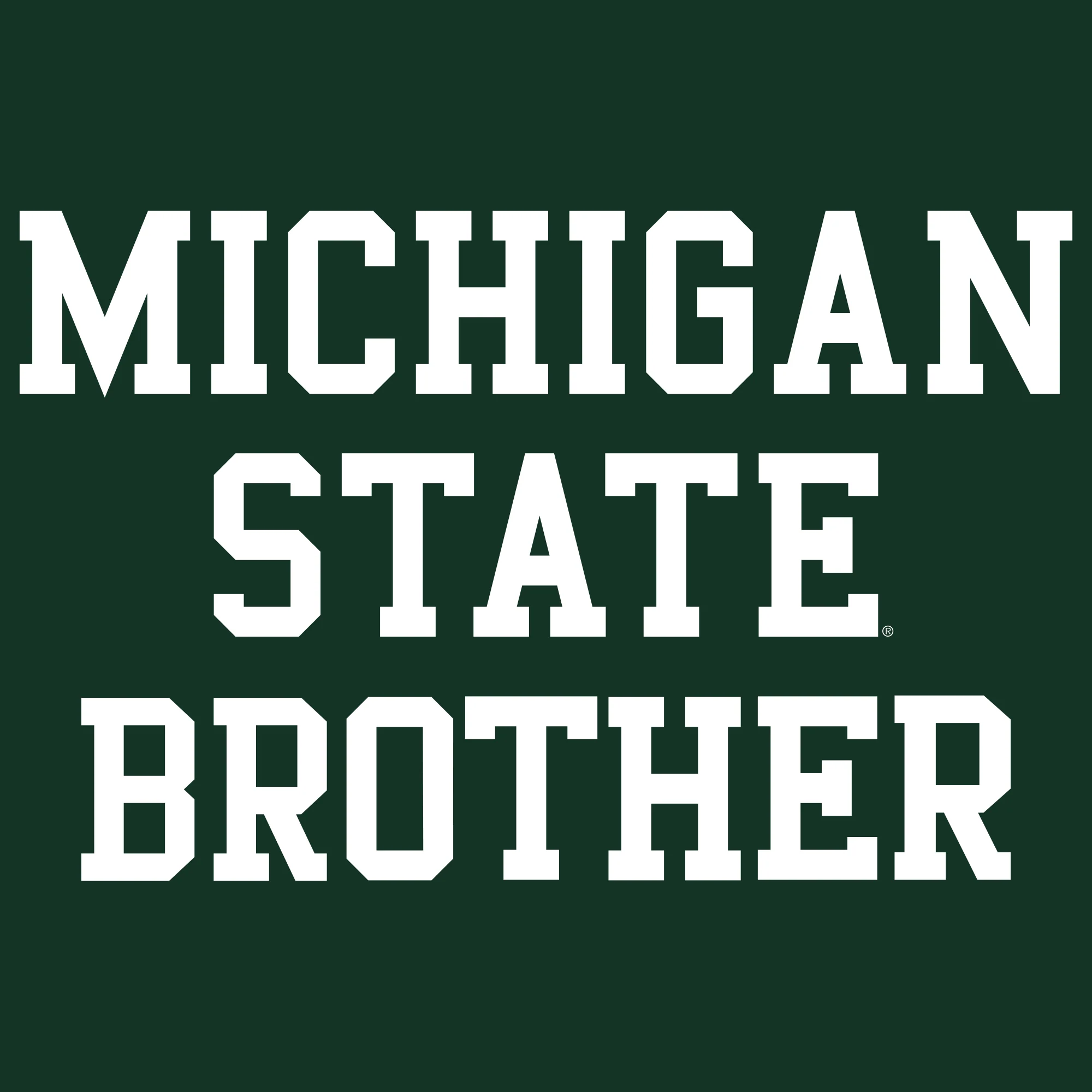 Michigan State University Spartans Basic Block Brother Premium Cotton Short Sleeve T Shirt - Forest Green - Image 2