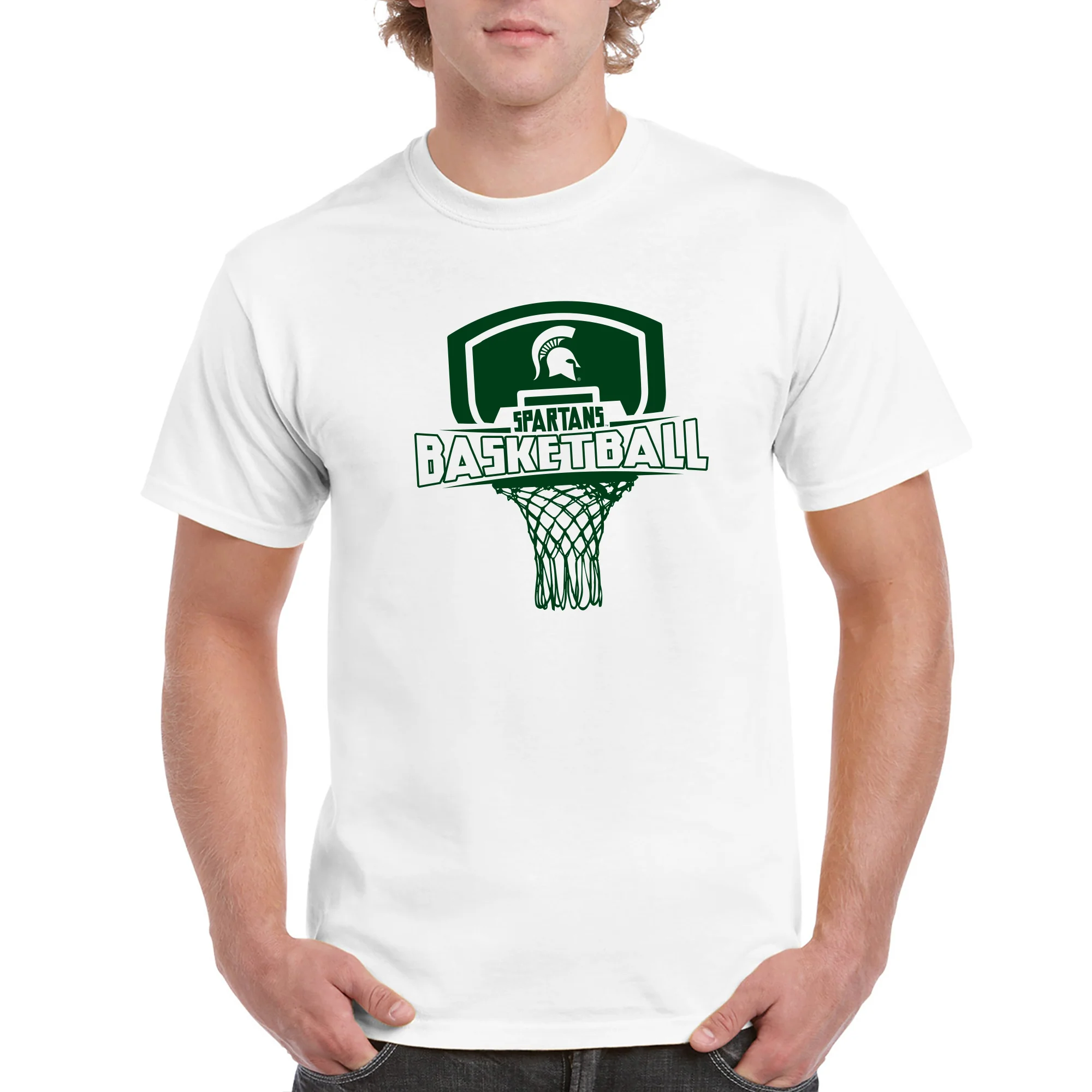Michigan State University Spartans Basketball Board Short Sleeve T-Shirt - White - Image 3