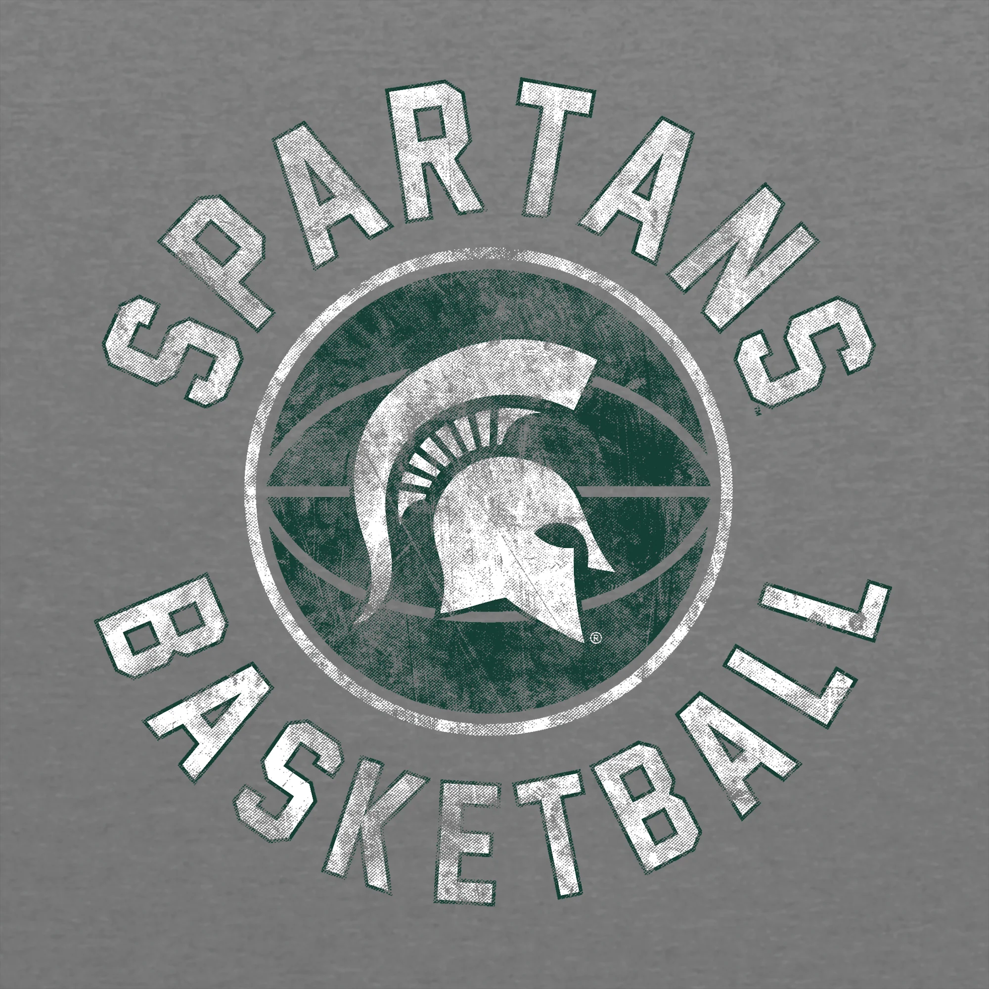 Michigan State University Spartans Basketball Distress Short Sleeve T Shirt - Premium Heather - Image 2