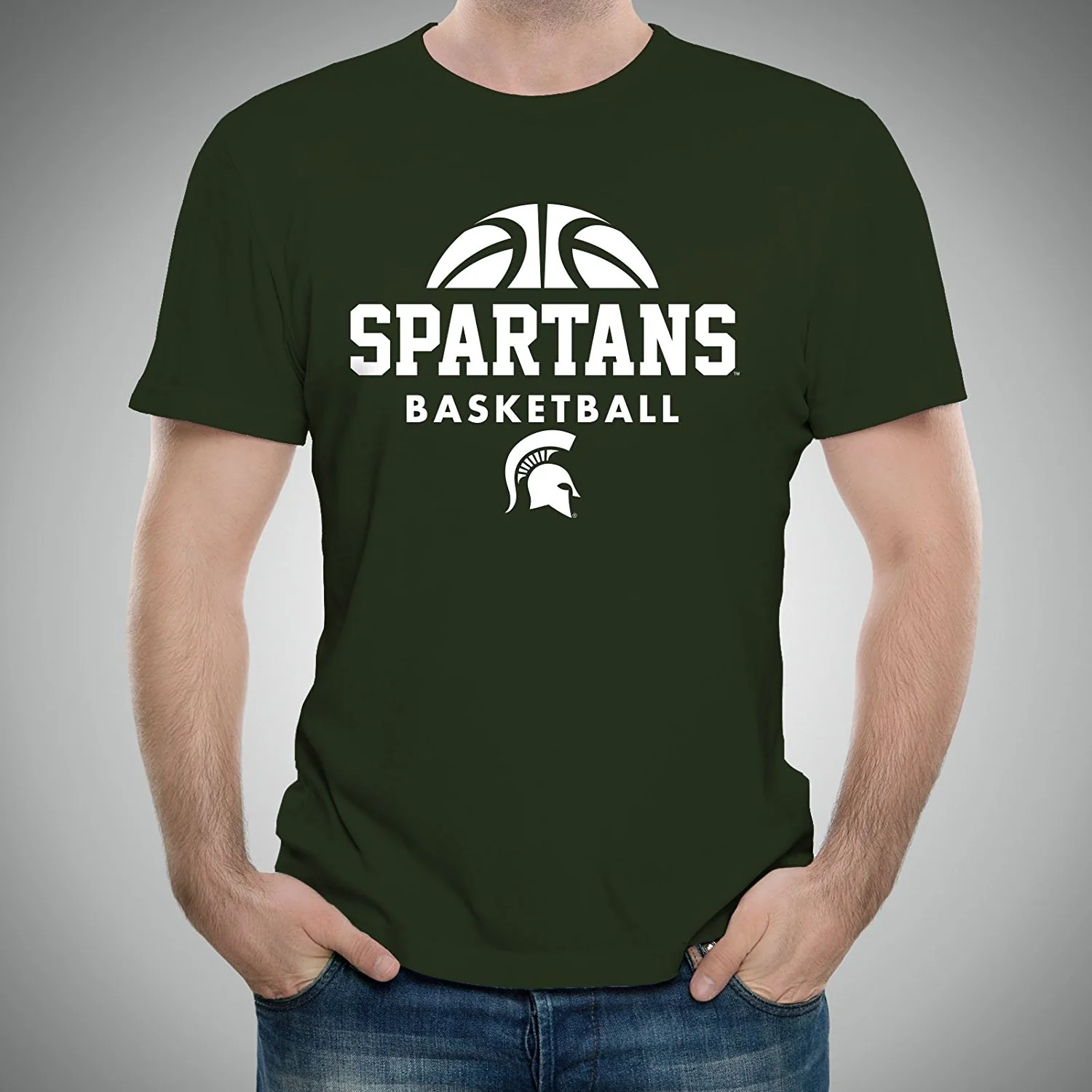 Michigan State University Spartans Basketball Hype Short Sleeve T Shirt - Forest Green - Image 3