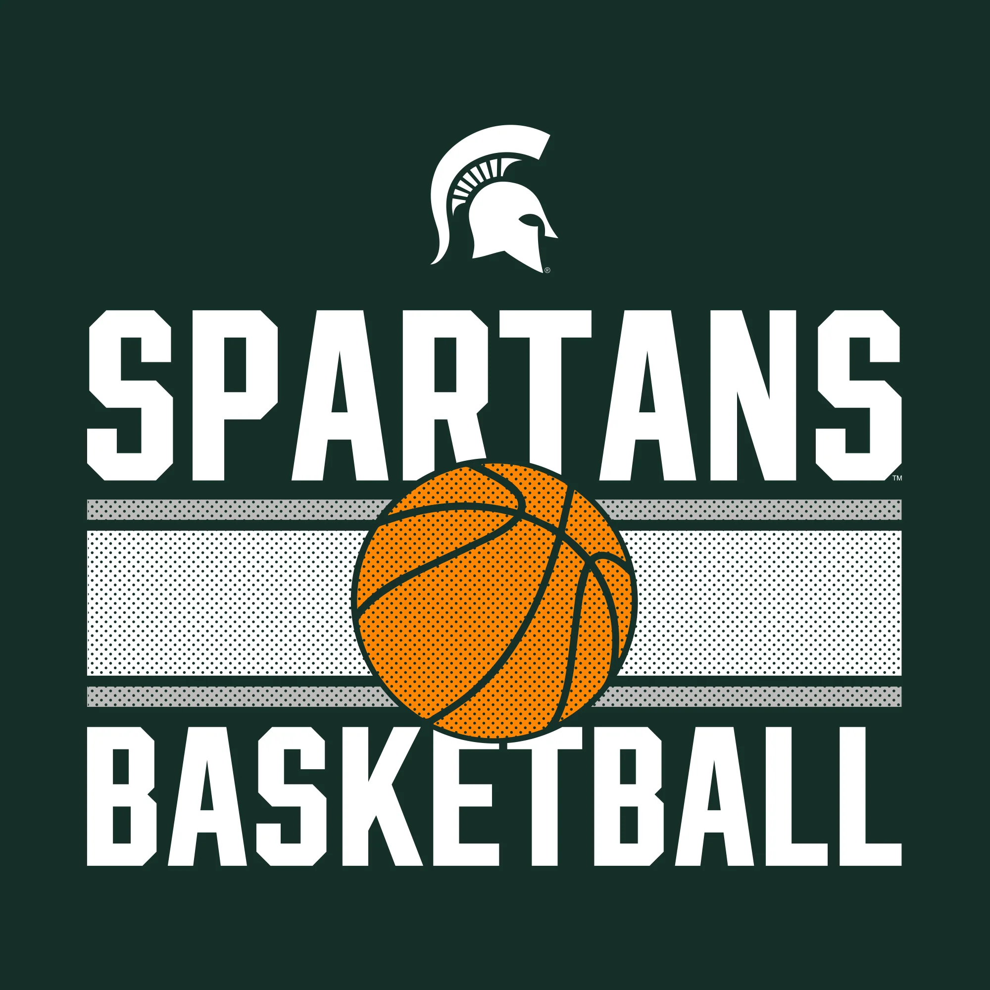 Michigan State University Spartans Basketball Mesh Basic Cotton Short Sleeve T Shirt - Forest - Image 2