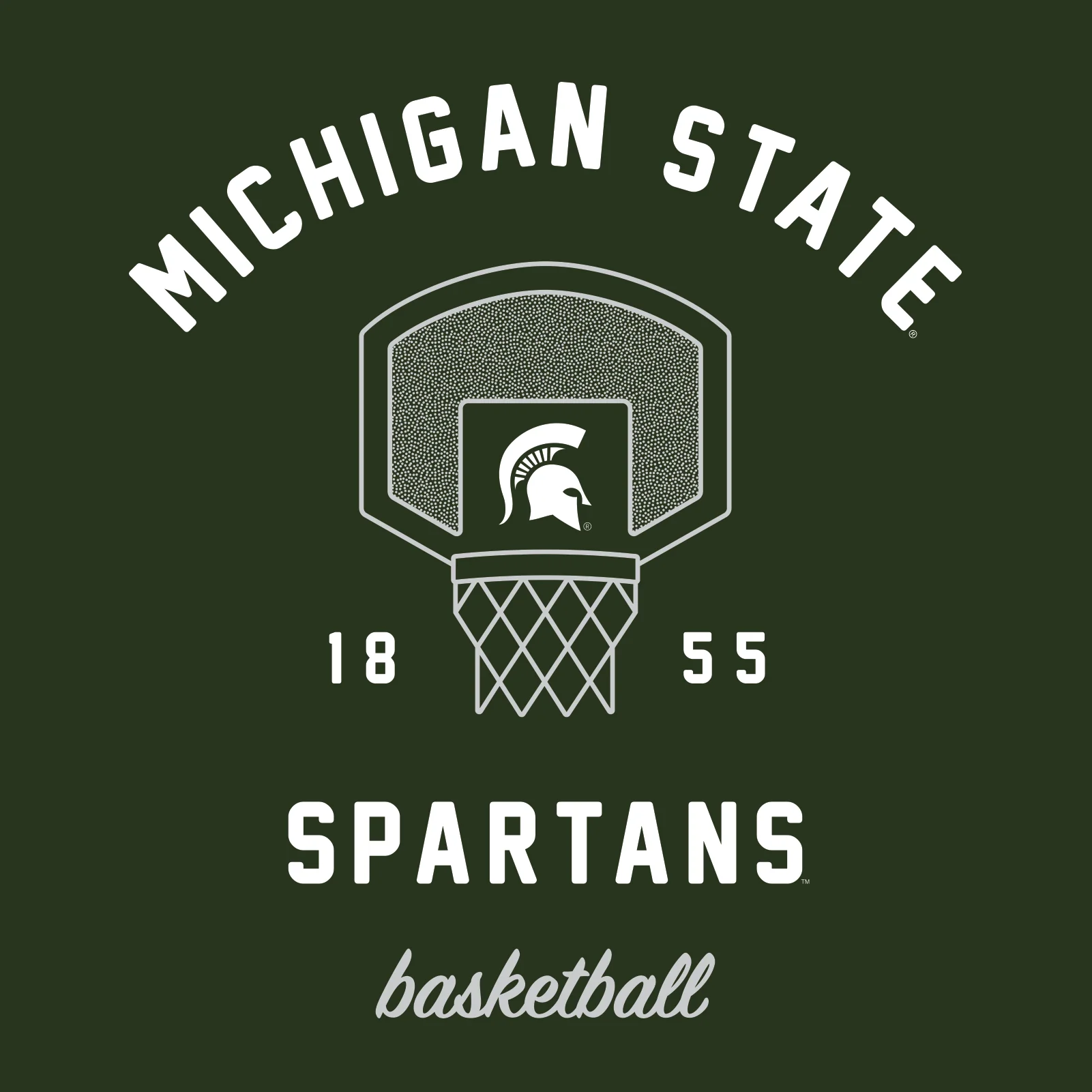 Michigan State University Spartans Basketball Net Short Sleeve T-Shirt - Forest - Image 2