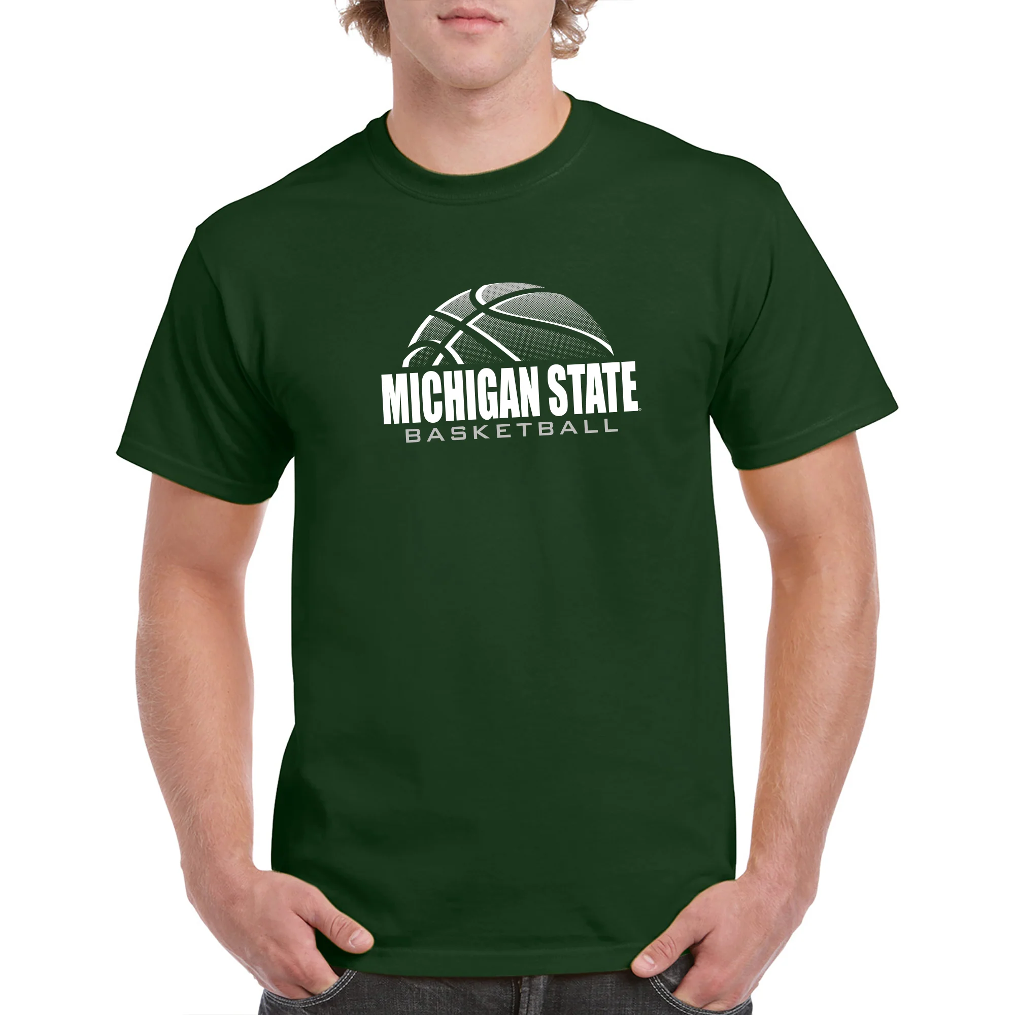Michigan State University Spartans Basketball Shadow Short Sleeve T Shirt - Forest - Image 3