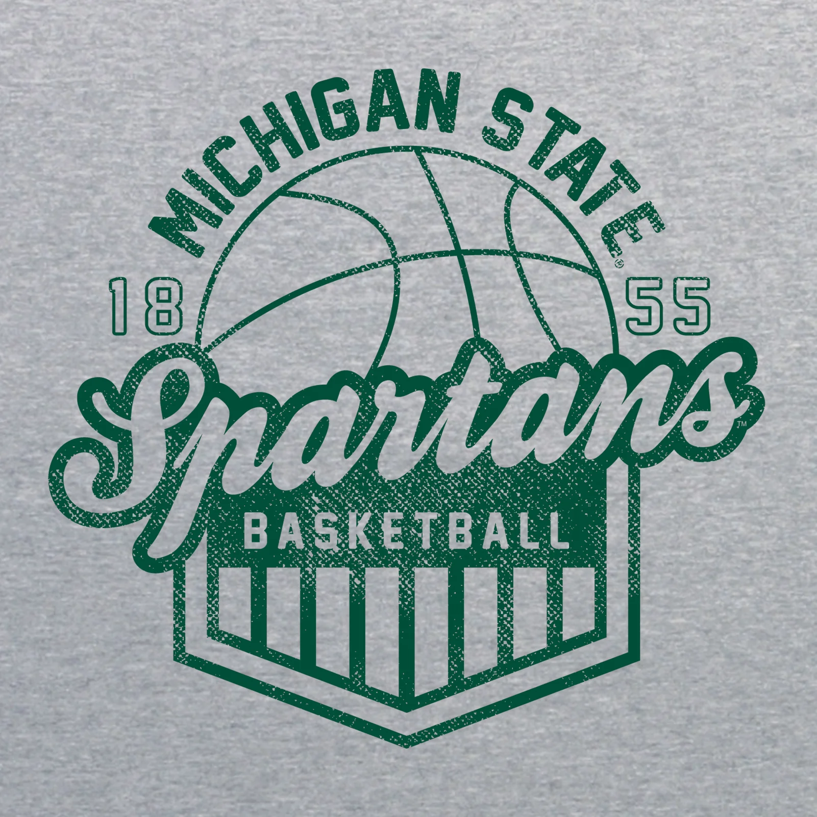 Michigan State University Spartans Basketball Shield Short Sleeve T-Shirt - Sport Grey - Image 2