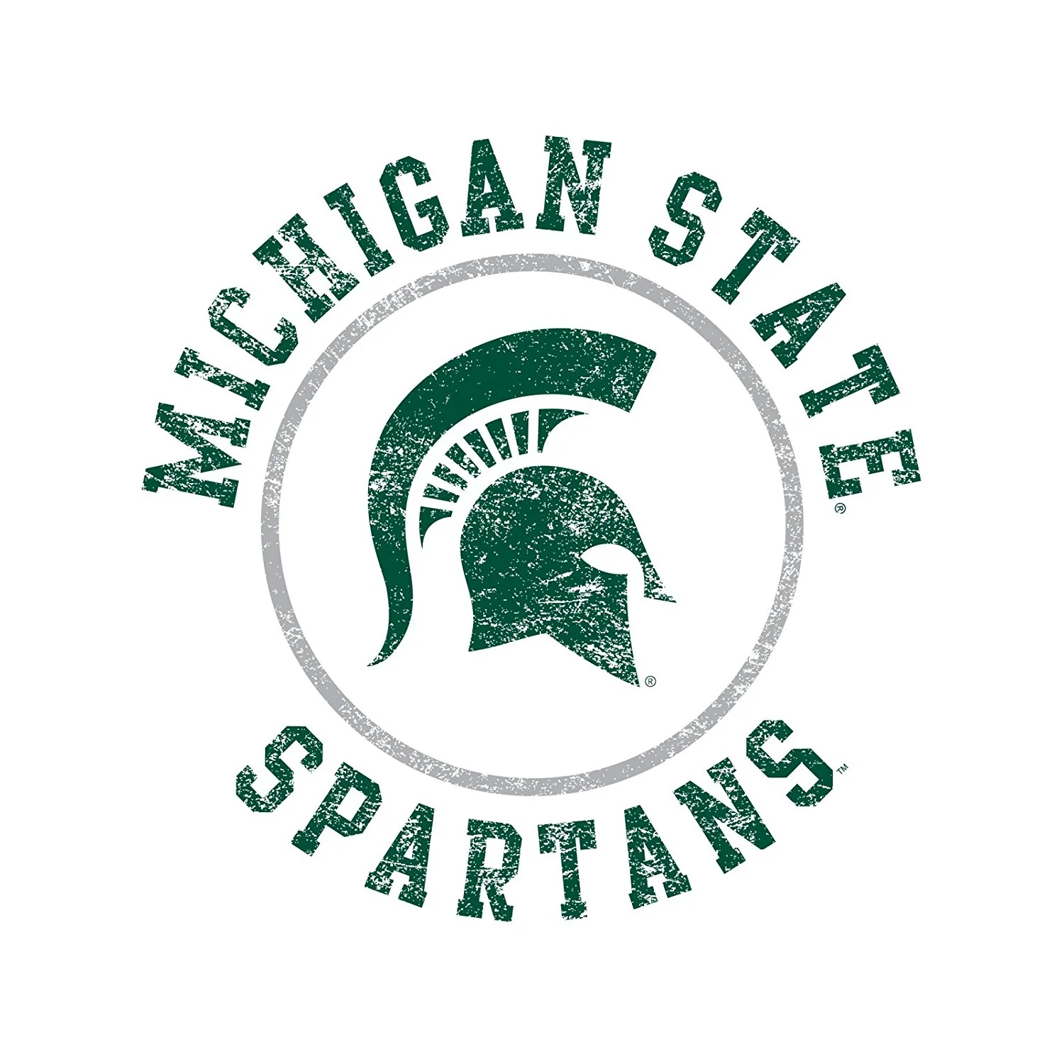 Michigan State University Spartans Distressed Circle Logo Short Sleeve T Shirt - White - Image 2