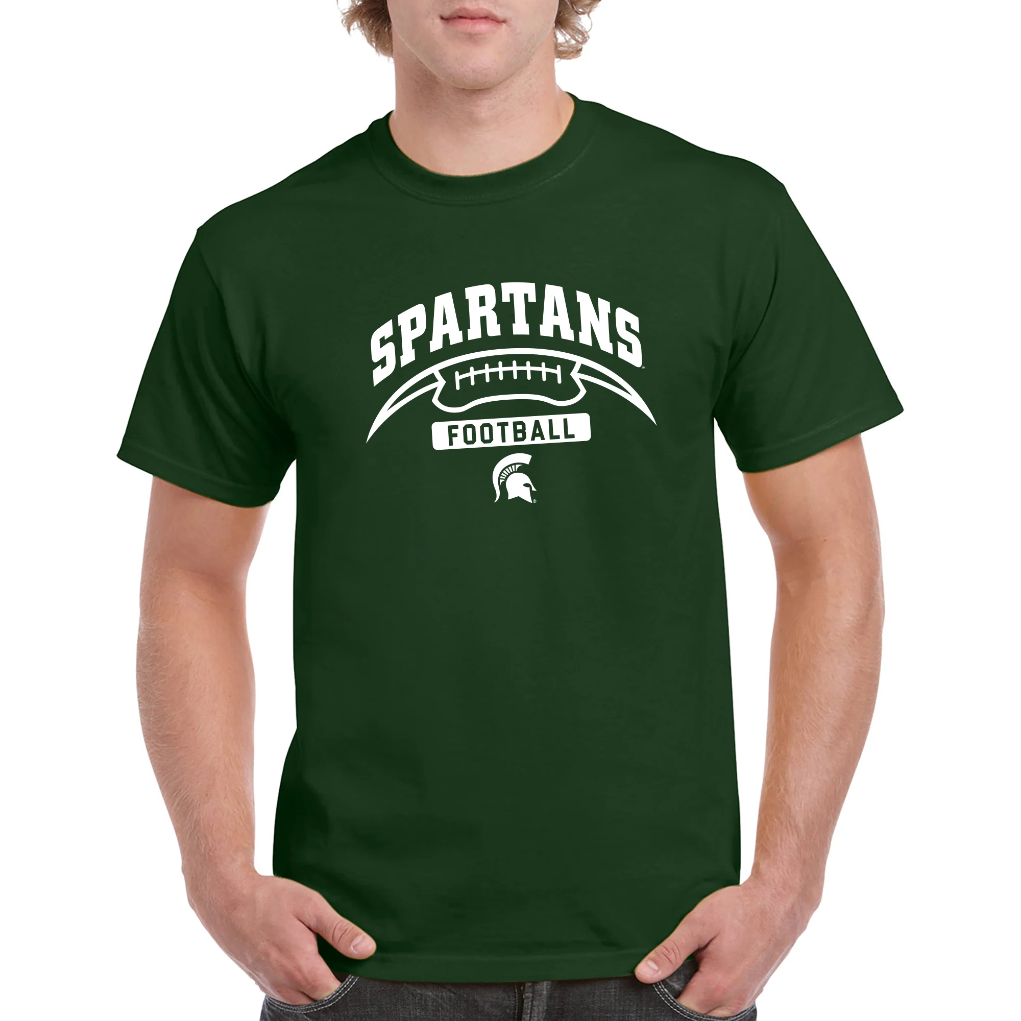 Michigan State University Spartans Football Crescent Short Sleeve T Shirt - Forest - Image 3