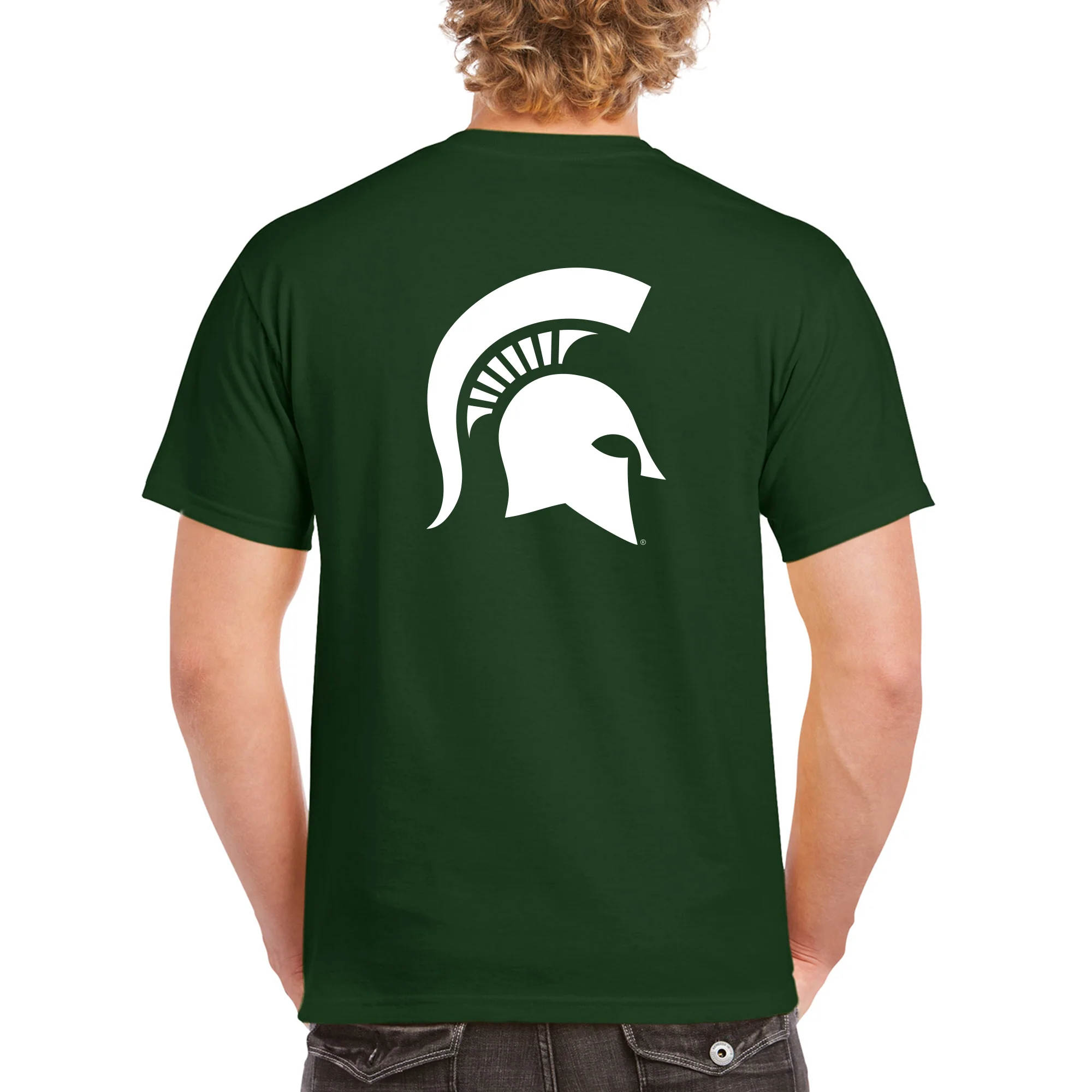 Michigan State University Spartans Front Back Print Short Sleeve T Shirt - Forest - Image 5